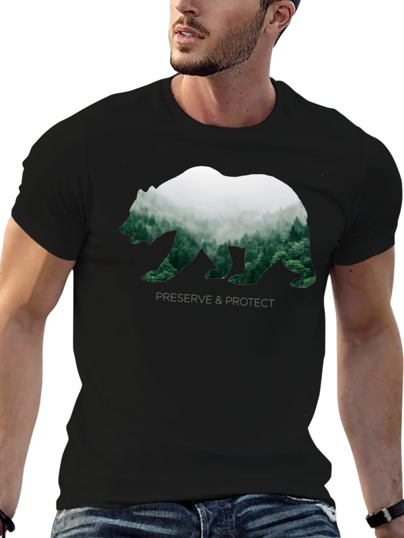 Black Preserve & Protect Bear Silhouette T-Shirt view 6