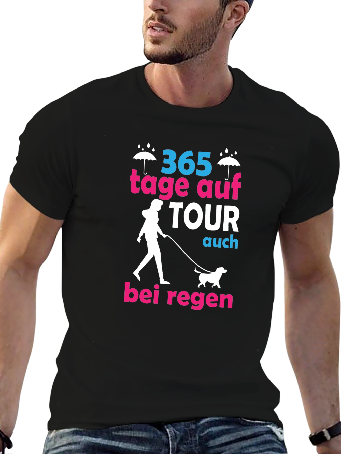 Black 365 Tage Auf Tour T-Shirt - Dog Walker Design view 6
