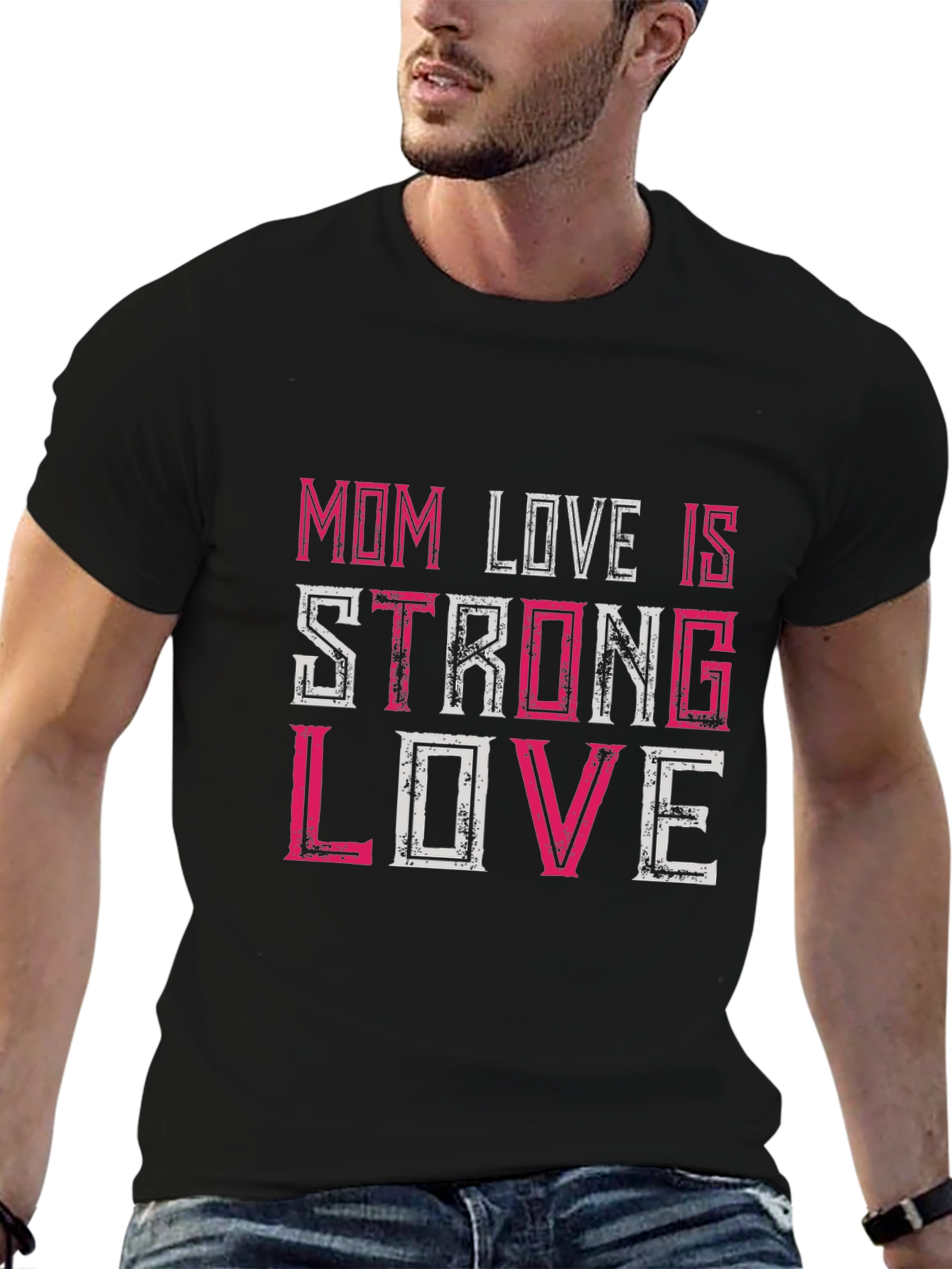 Black Mom Love Strong Love Graphic Tee - Black Cotton Shirt view 6