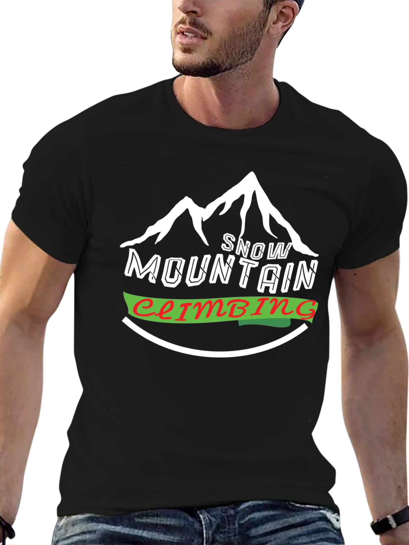 Black Snow Mountain Climbing Graphic Tee - Black view 6