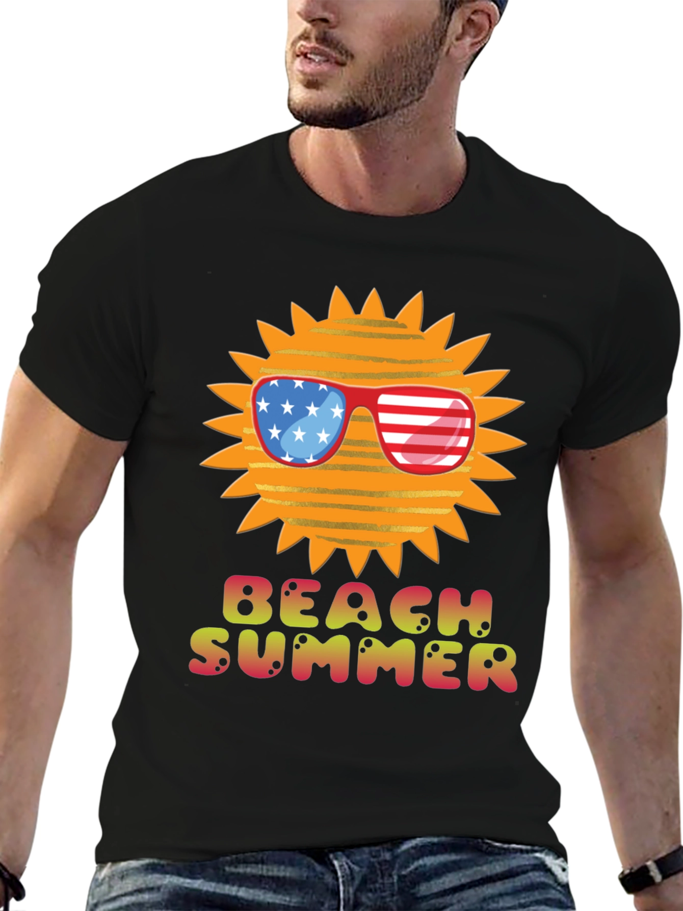 Black Beach Summer USA Sun Graphic Tee view 6