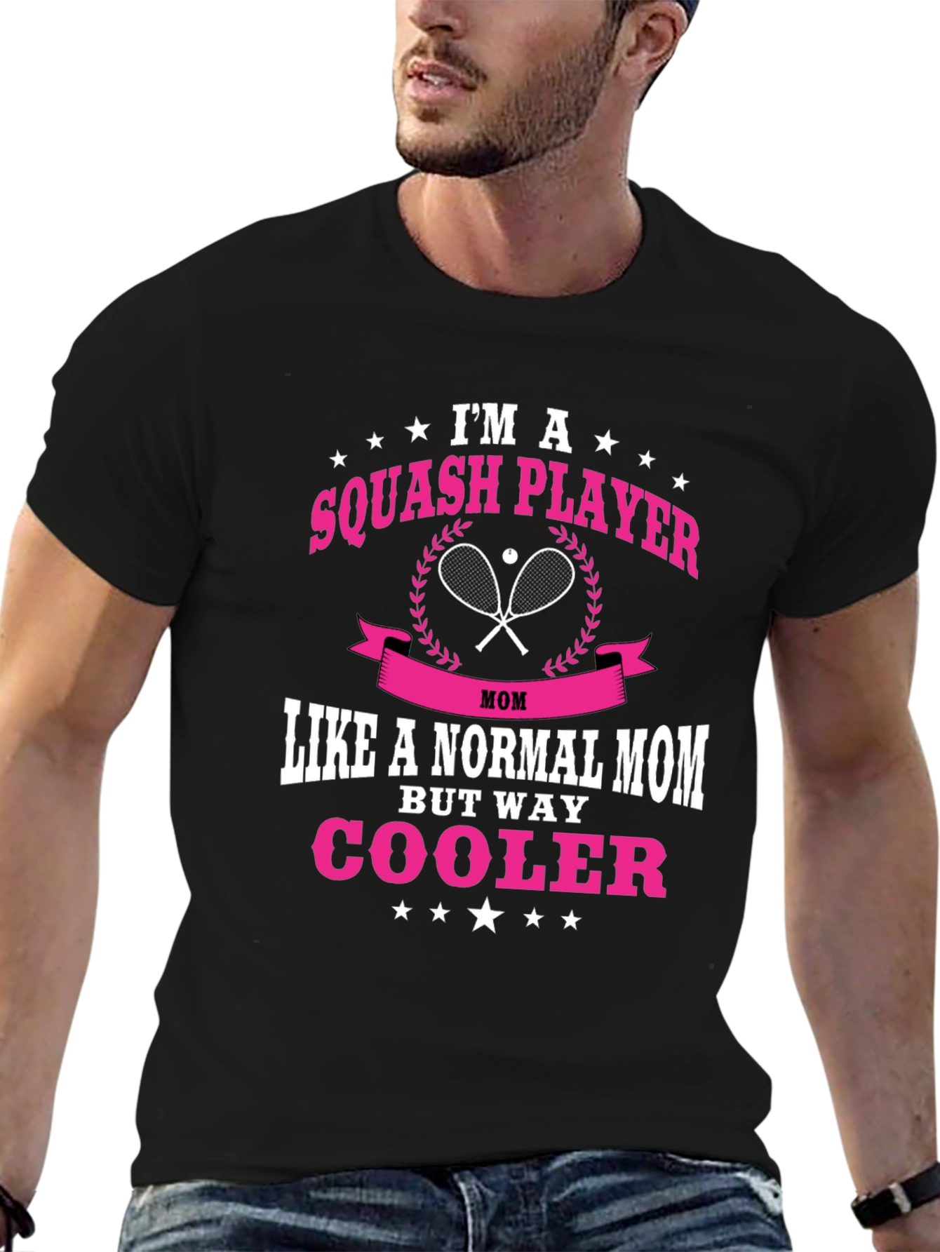 Black Squash Player Mom T-Shirt: Way Cooler! view 6