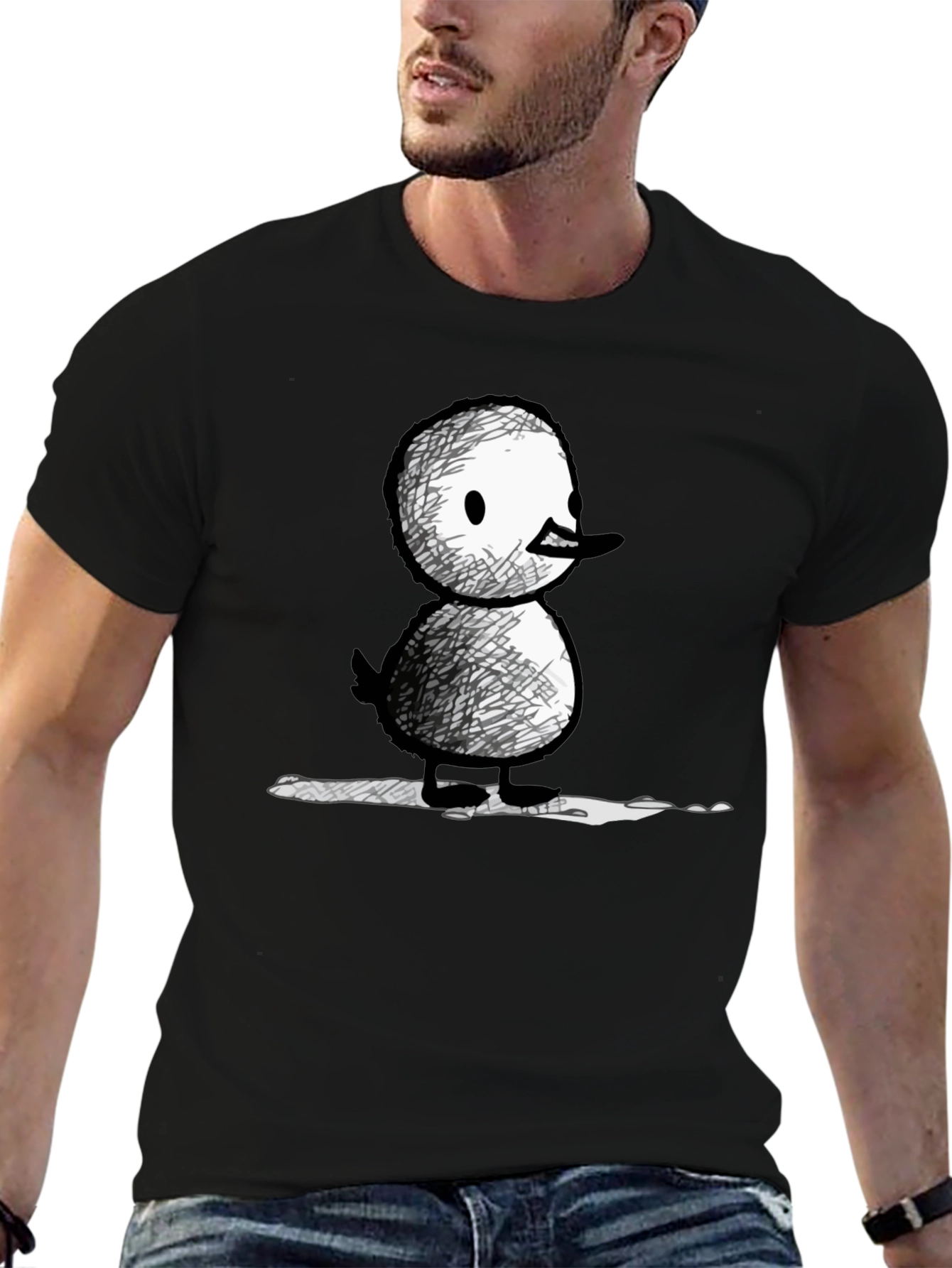 Black Quirky Duck Graphic Tee - Unisex Black T-Shirt view 6