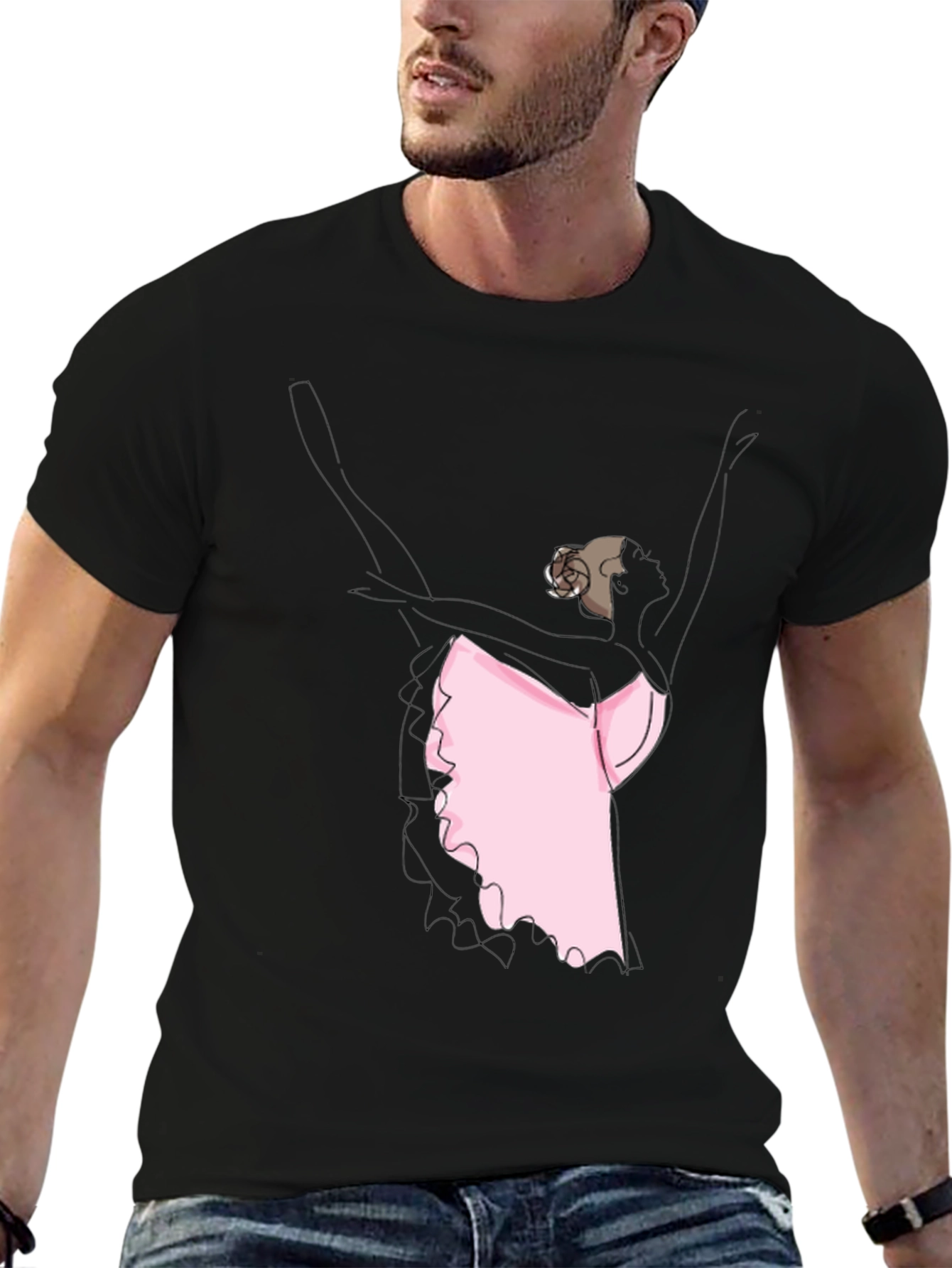 Black Ballerina Graphic Tee - Black Casual T-Shirt view 6