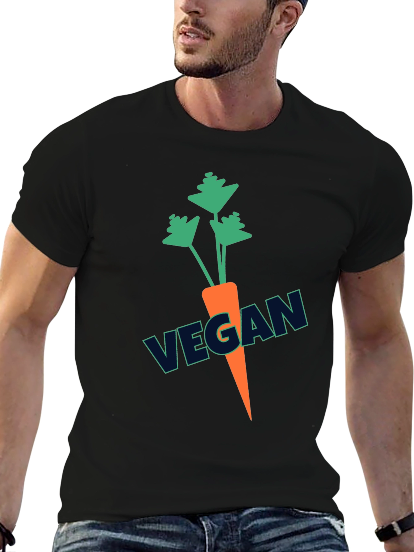 Black Vegan Carrot T-Shirt - Graphic Tee view 6