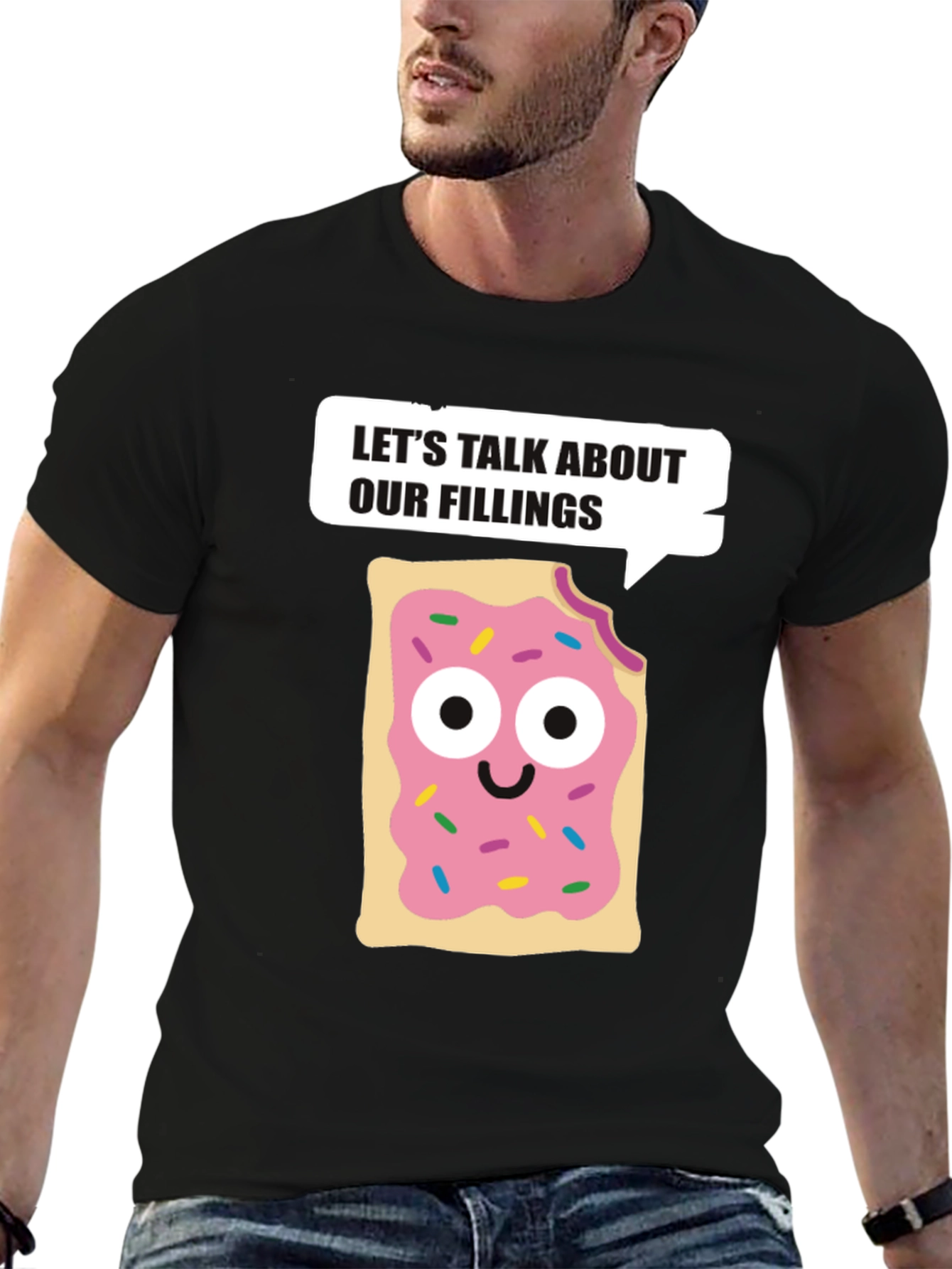 Black Let's Talk About Our Fillings T-Shirt view 6