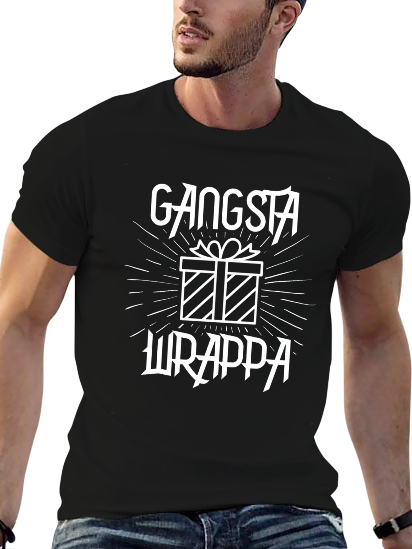Black Gangsta Wrappa Graphic Tee - Unique Gift Shirt view 6