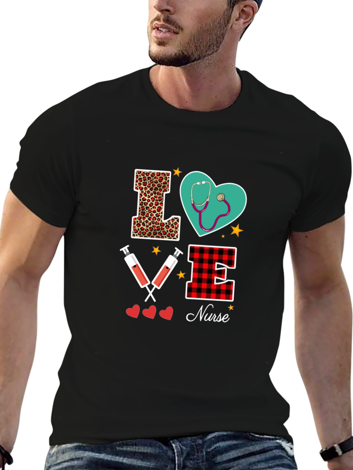 Black Love Nurse Graphic Tee Shirt view 6