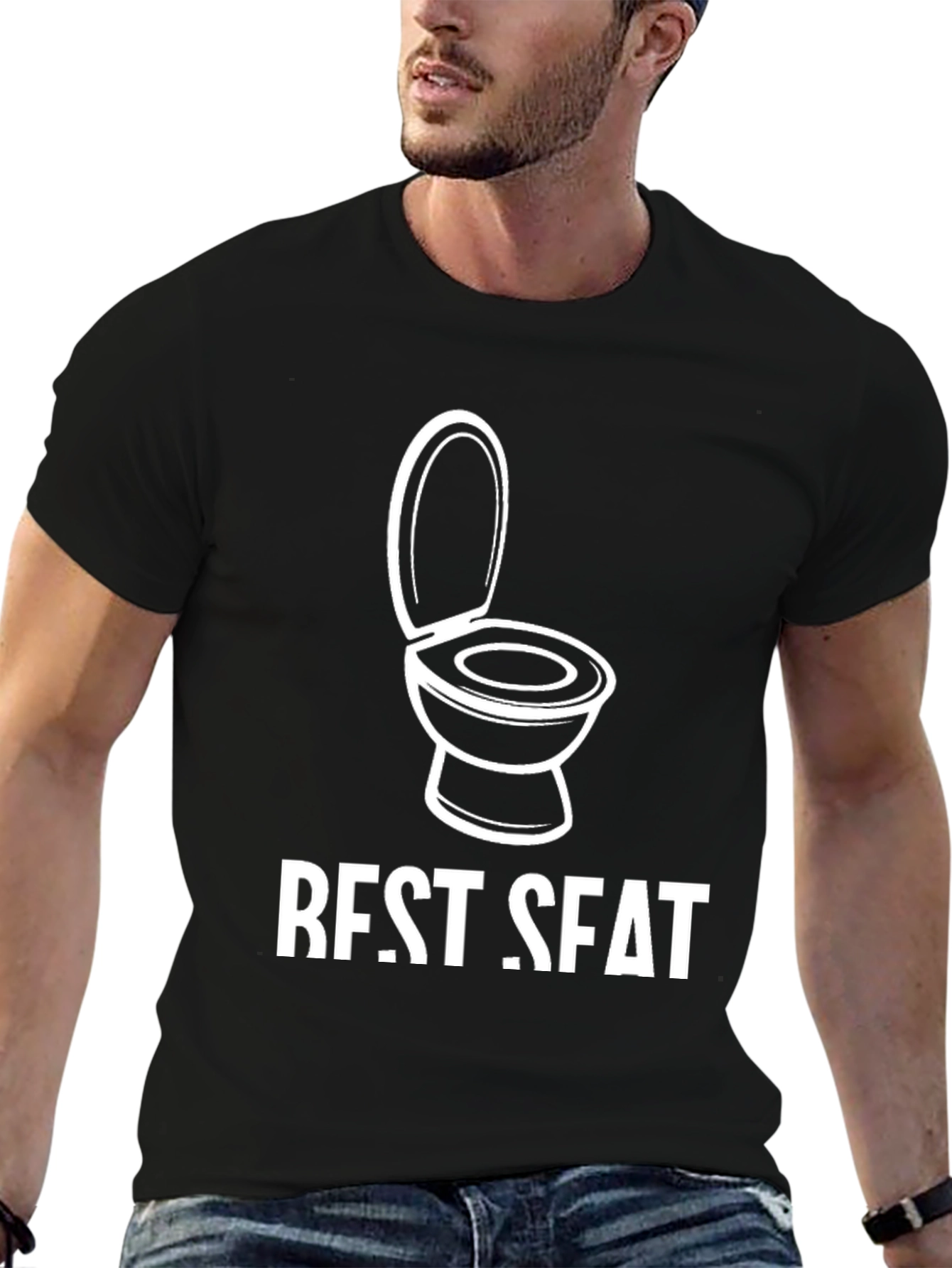 Black Best Seat Toilet Humor Graphic Tee view 6