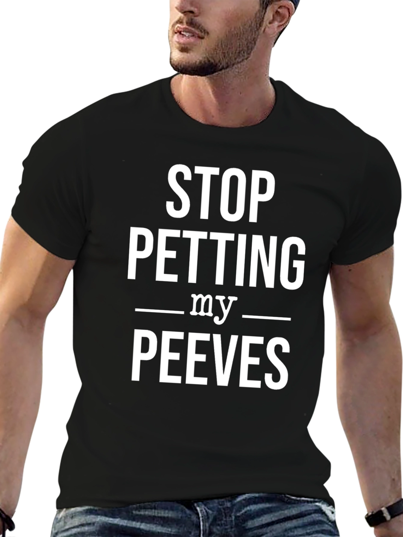 Black Stop Petting My Peeves Graphic T-Shirt view 6
