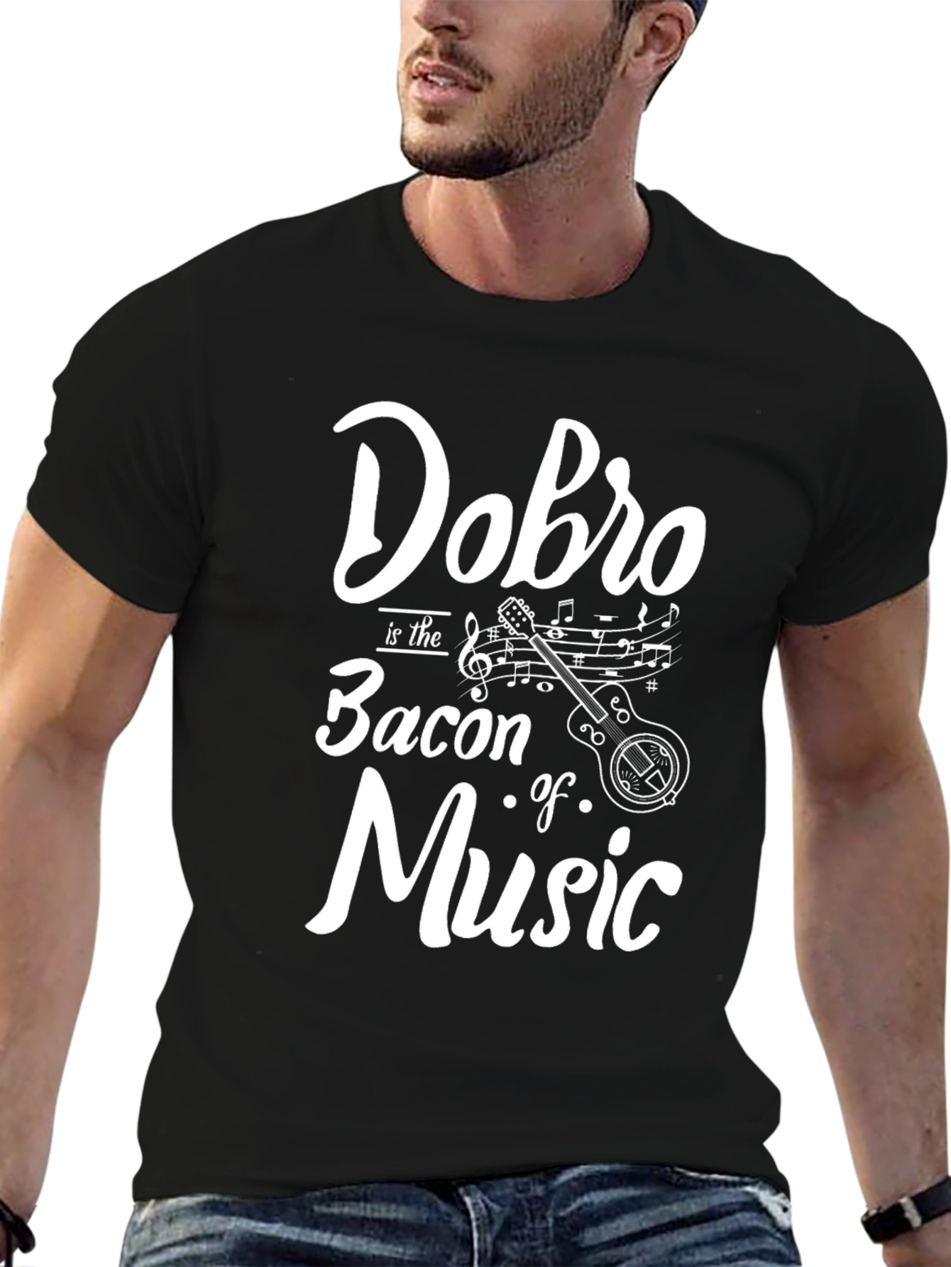 Black Dobro is the Bacon of Music Graphic T-Shirt view 6