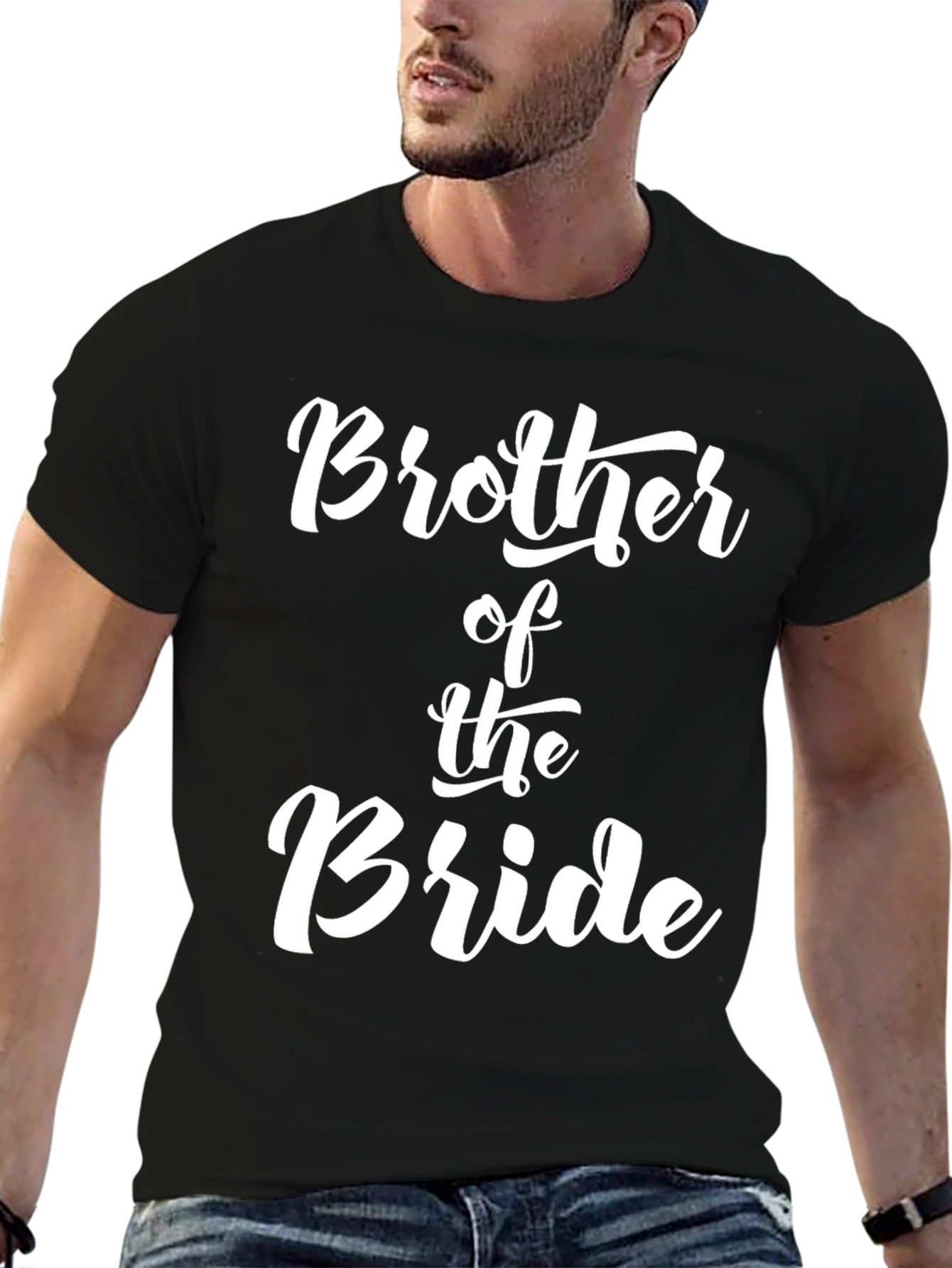 Black Brother of the Bride Wedding T-Shirt view 6