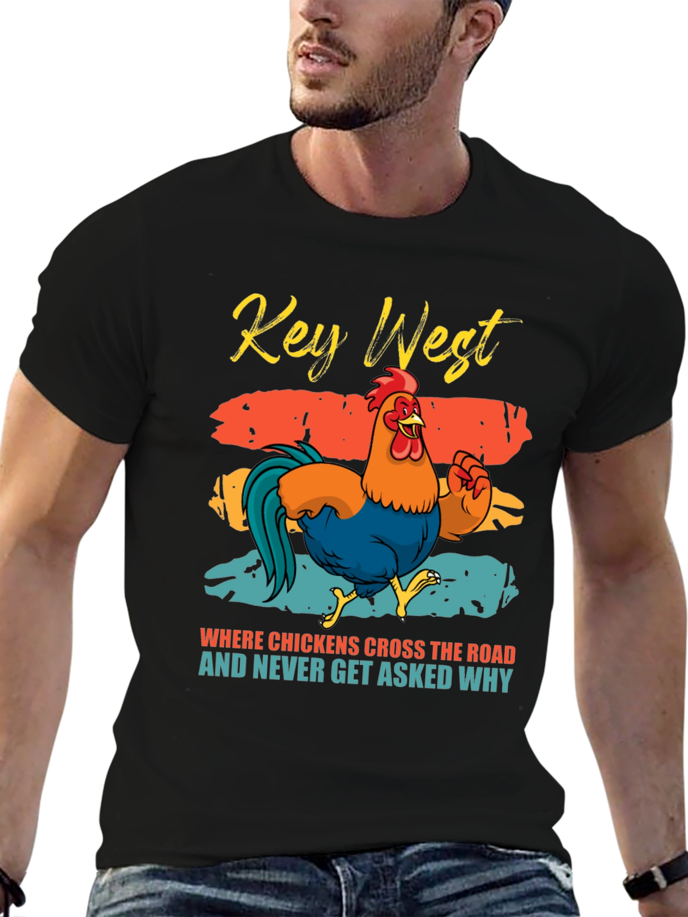 Black Key West Chicken Graphic Tee view 6