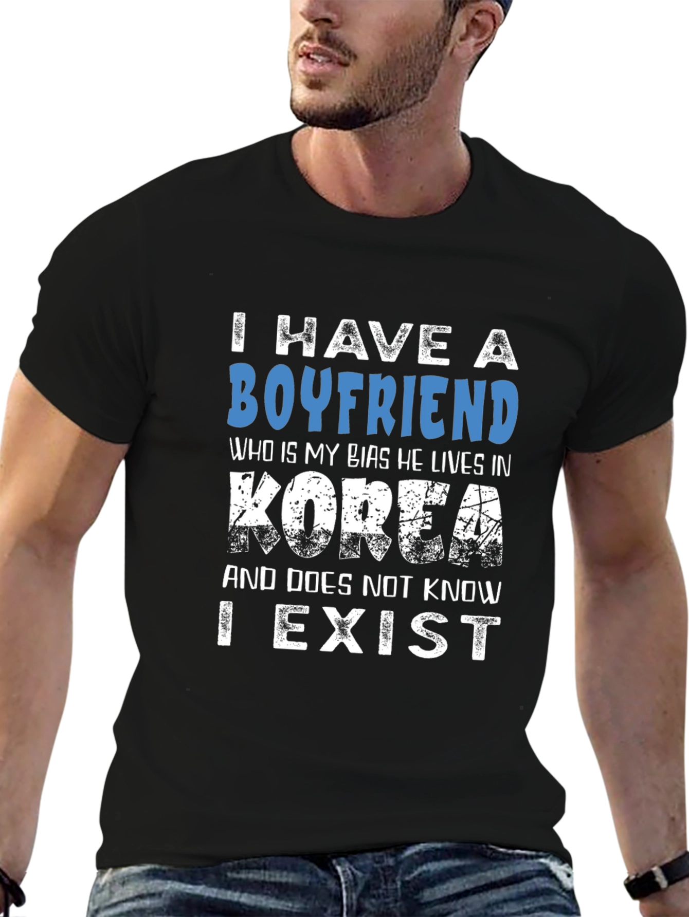 Black I Have A Boyfriend Korea T-Shirt Funny K-Pop Fan Tee view 6