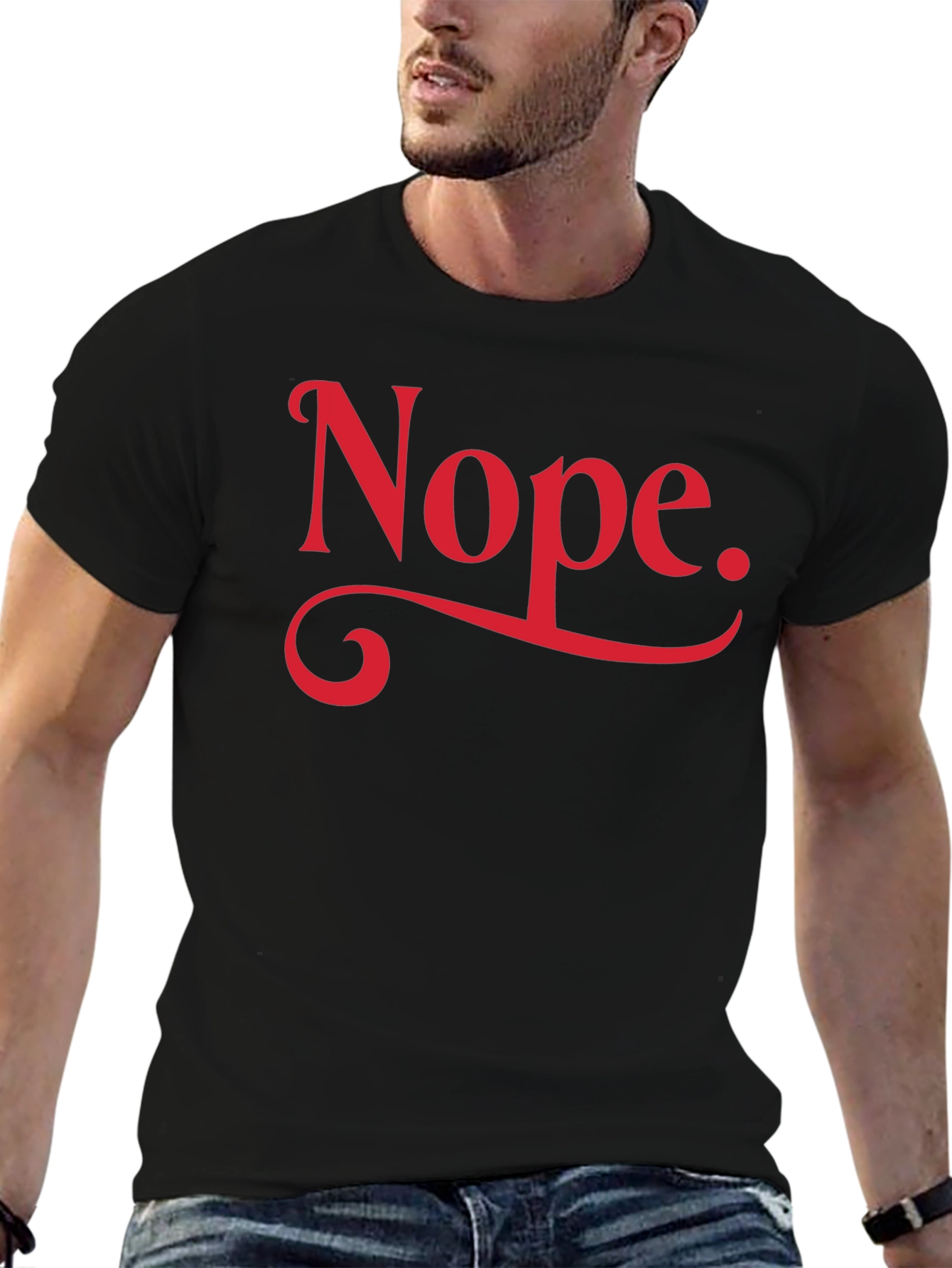 Black Nope Graphic Tee - Black Cotton Casual T-Shirt view 6