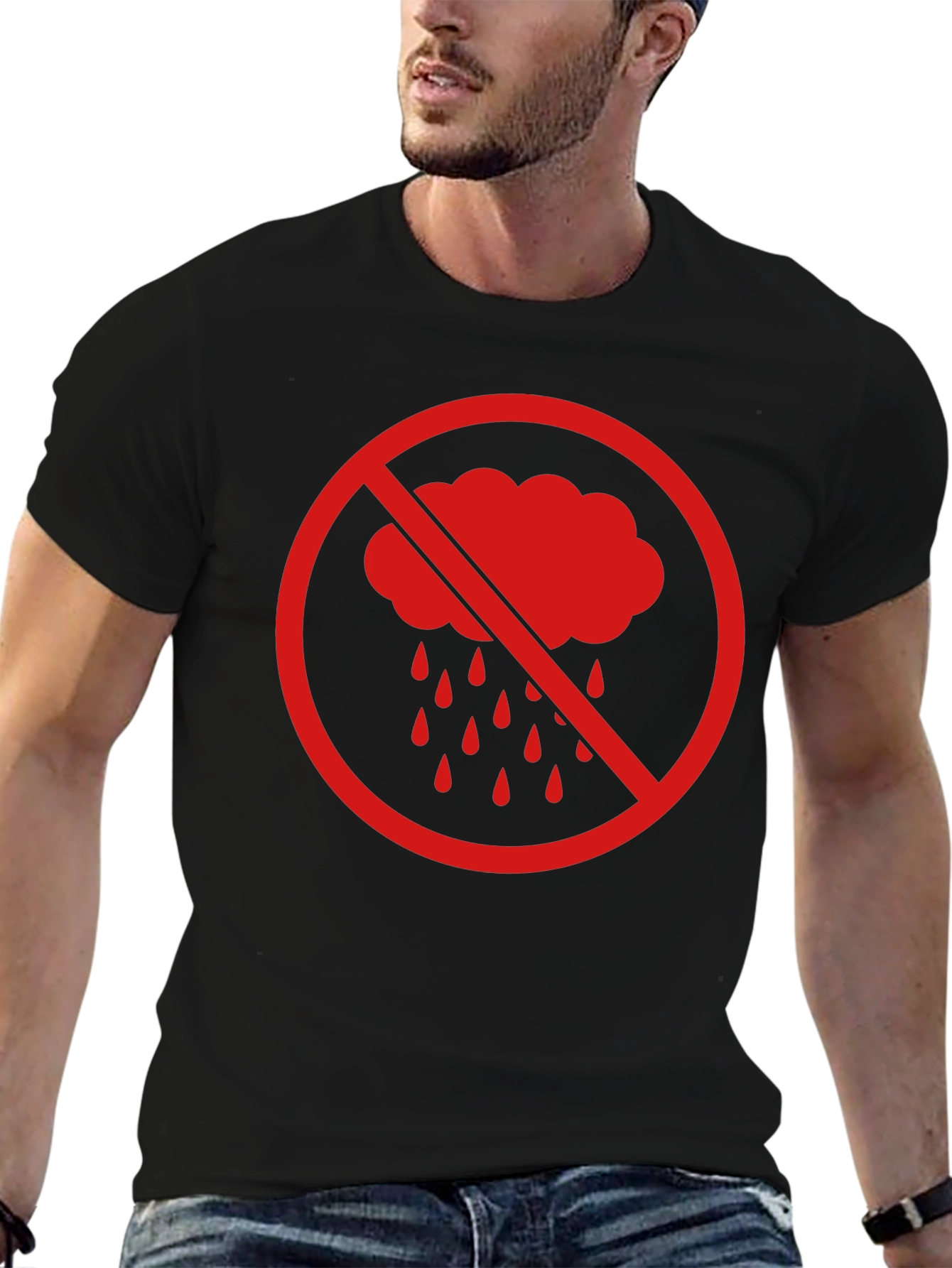 Black No Rain Graphic Tee - Black Cotton T-Shirt view 6