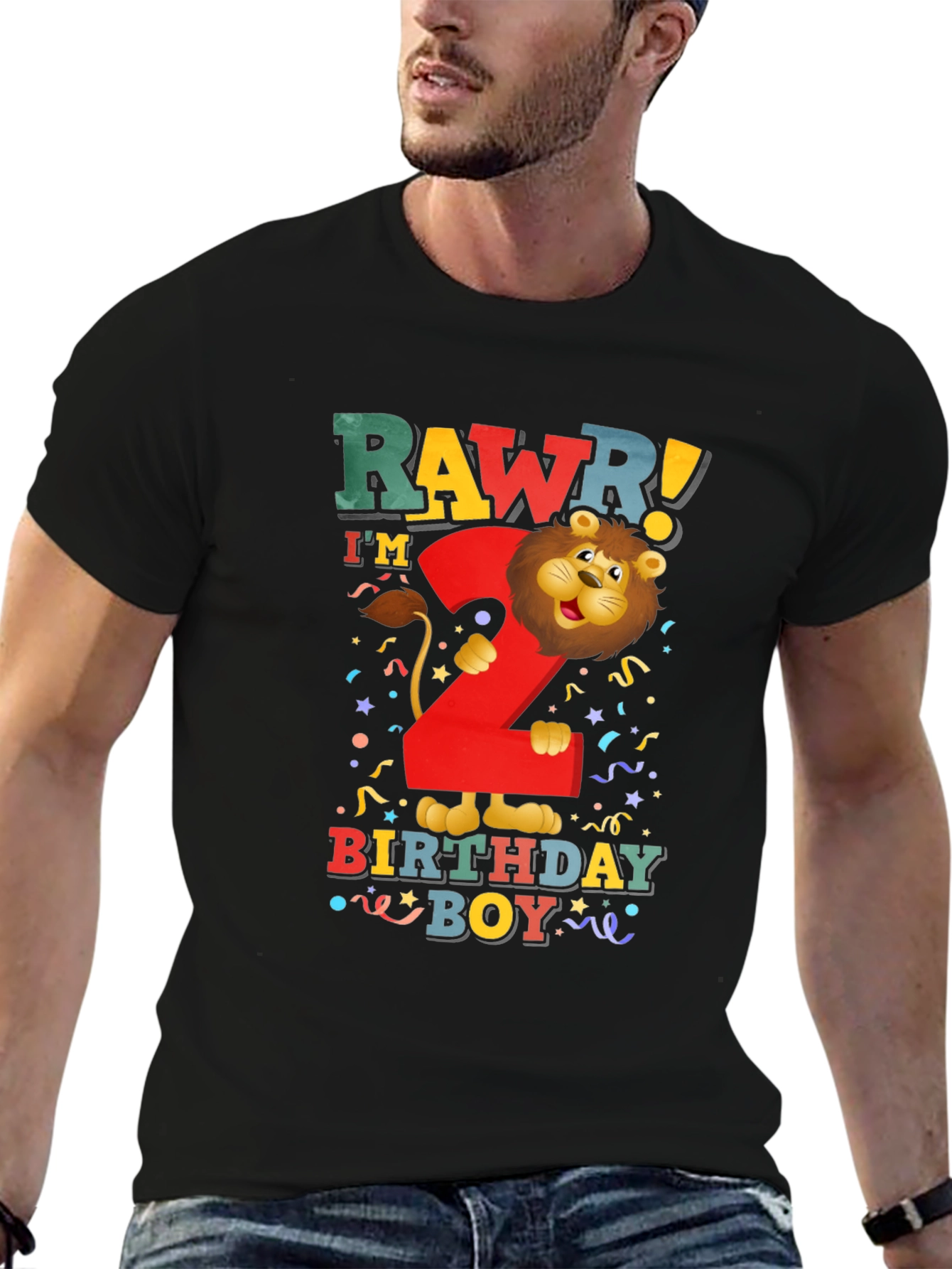 Black Rawr! I'm 2 Birthday Boy T-Shirt view 6