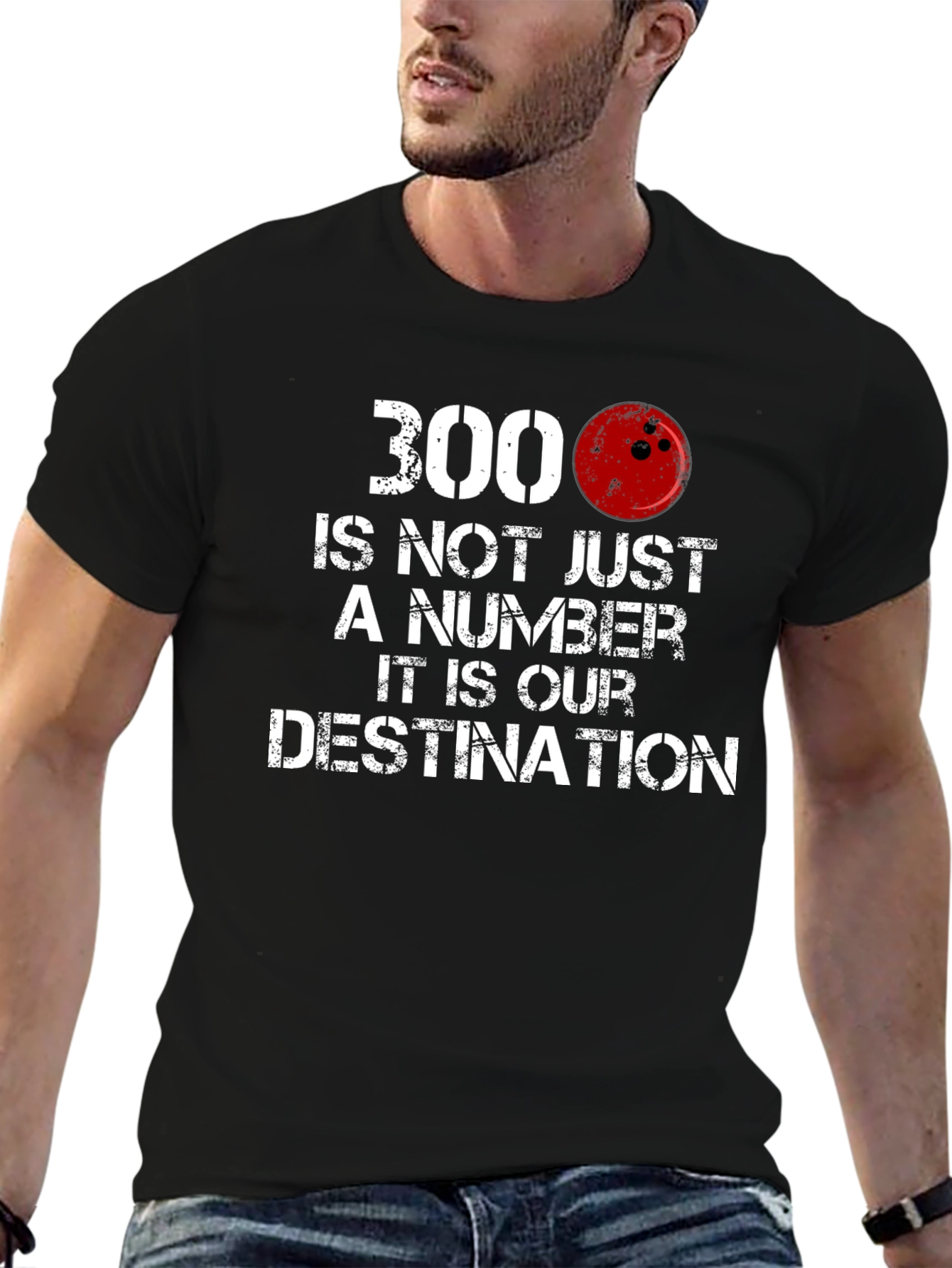 Black 300 Bowling Score T-Shirt - Bowler's Destination Tee view 6