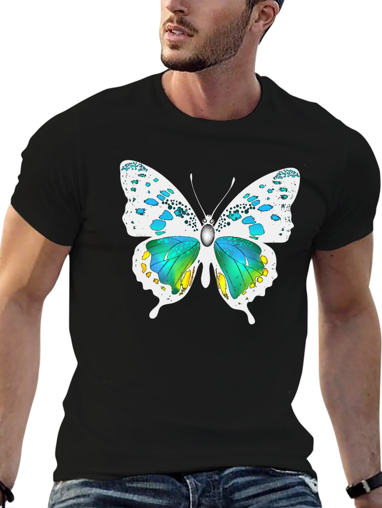 Black Butterfly Graphic Black T-Shirt view 6