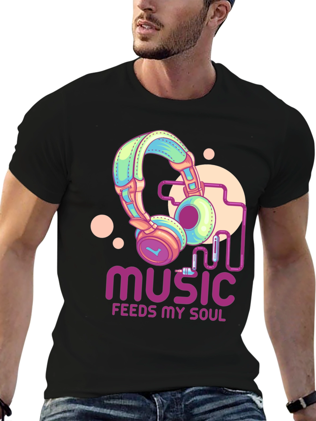 Black Music Feeds My Soul Graphic T-Shirt view 6