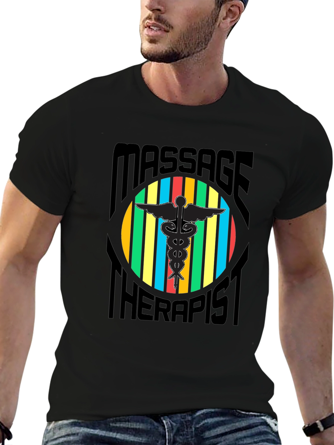 Black Massage Therapist Graphic T-Shirt view 6