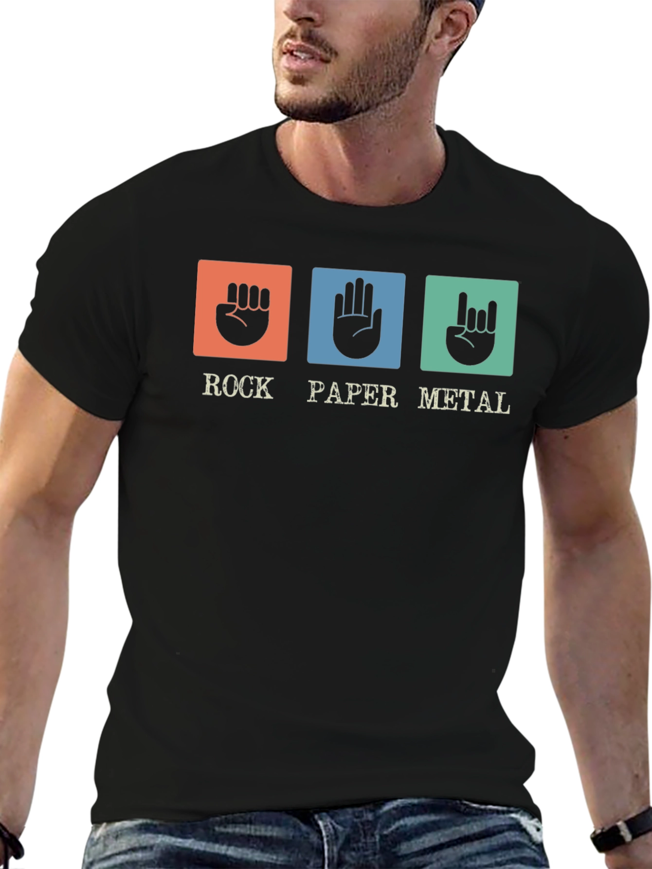 Black Rock Paper Metal T-Shirt - Funny Musician Tee view 6