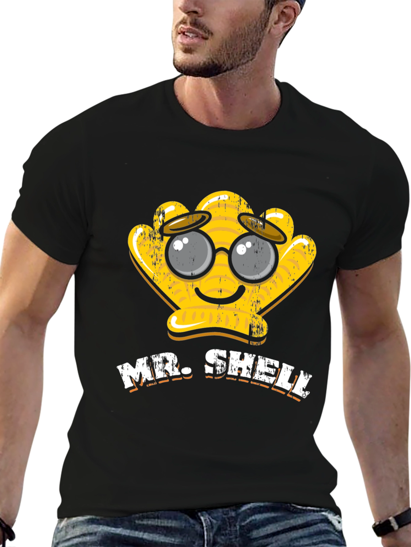 Black Mr. Shelly Graphic T-Shirt - Cute Cartoon Shell Tee view 6