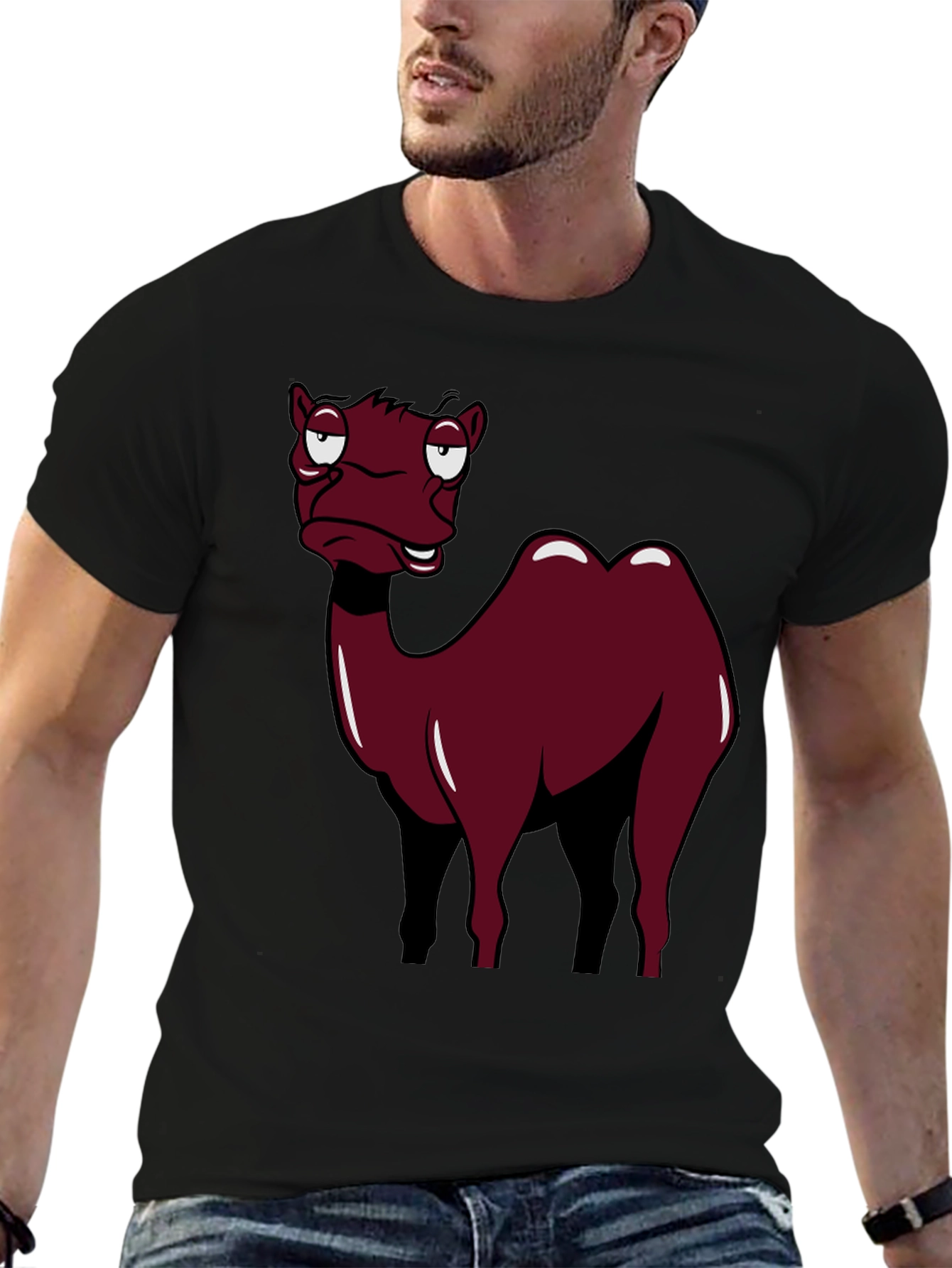 Black Camel Cartoon Graphic T-Shirt view 6