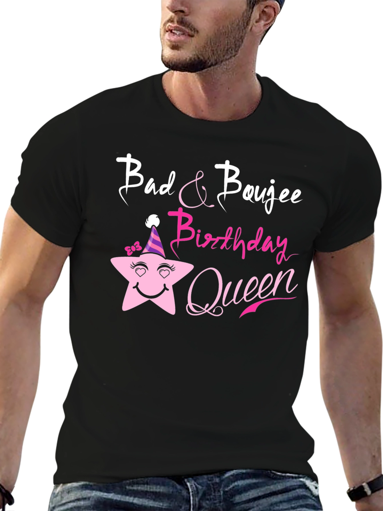 Black Bad & Boujee Birthday Queen Black T-Shirt view 6