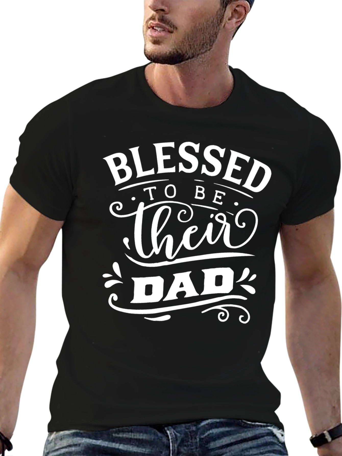 Black Blessed to be Their Dad T-Shirt view 6
