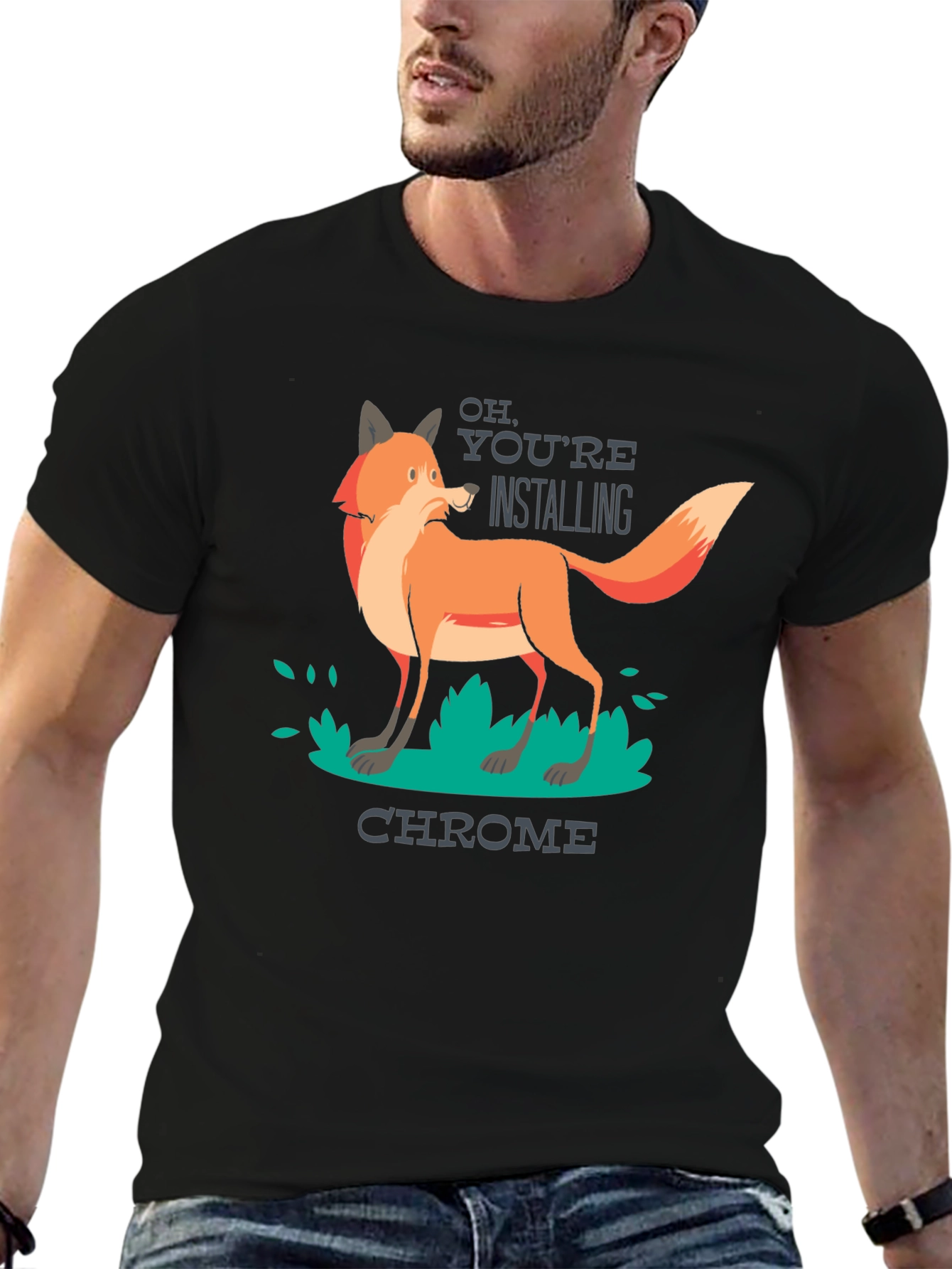 Black Firefox vs Chrome T-Shirt - Funny Geek Tee view 6