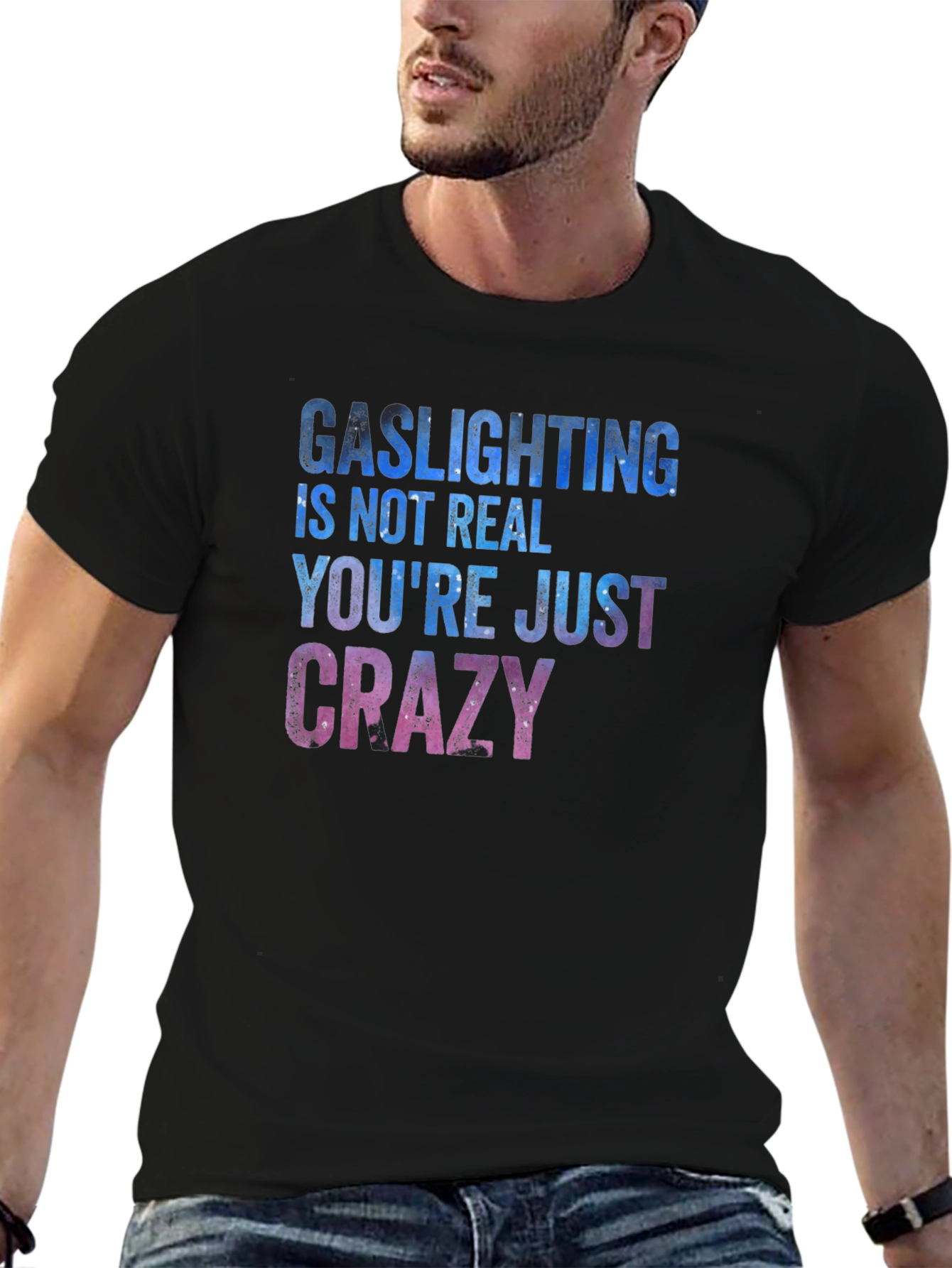 Black Gaslighting Humor Graphic T-Shirt view 6
