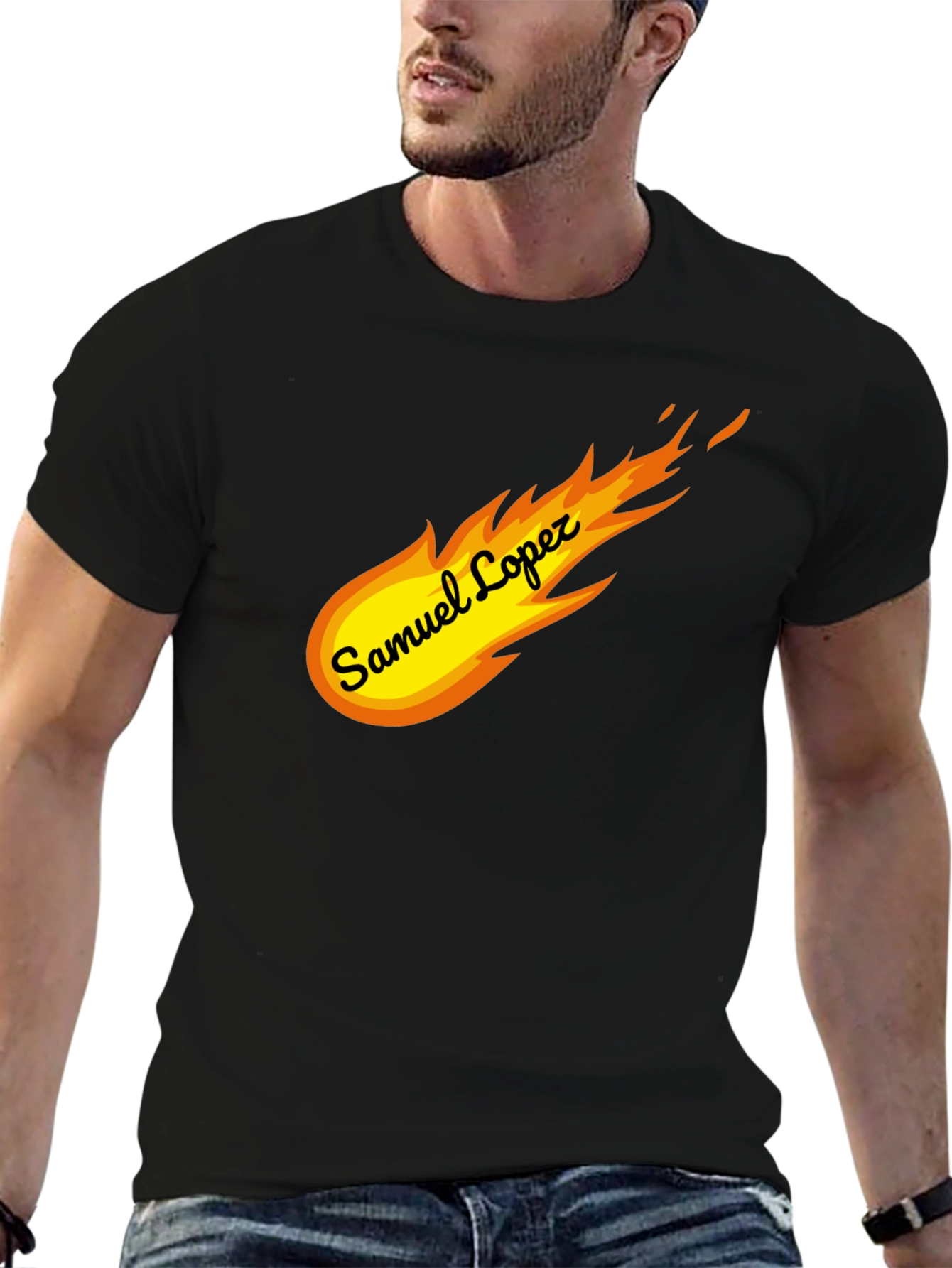 Black Samuel Lopez Comet T-Shirt - Stylish Graphic Tee view 6