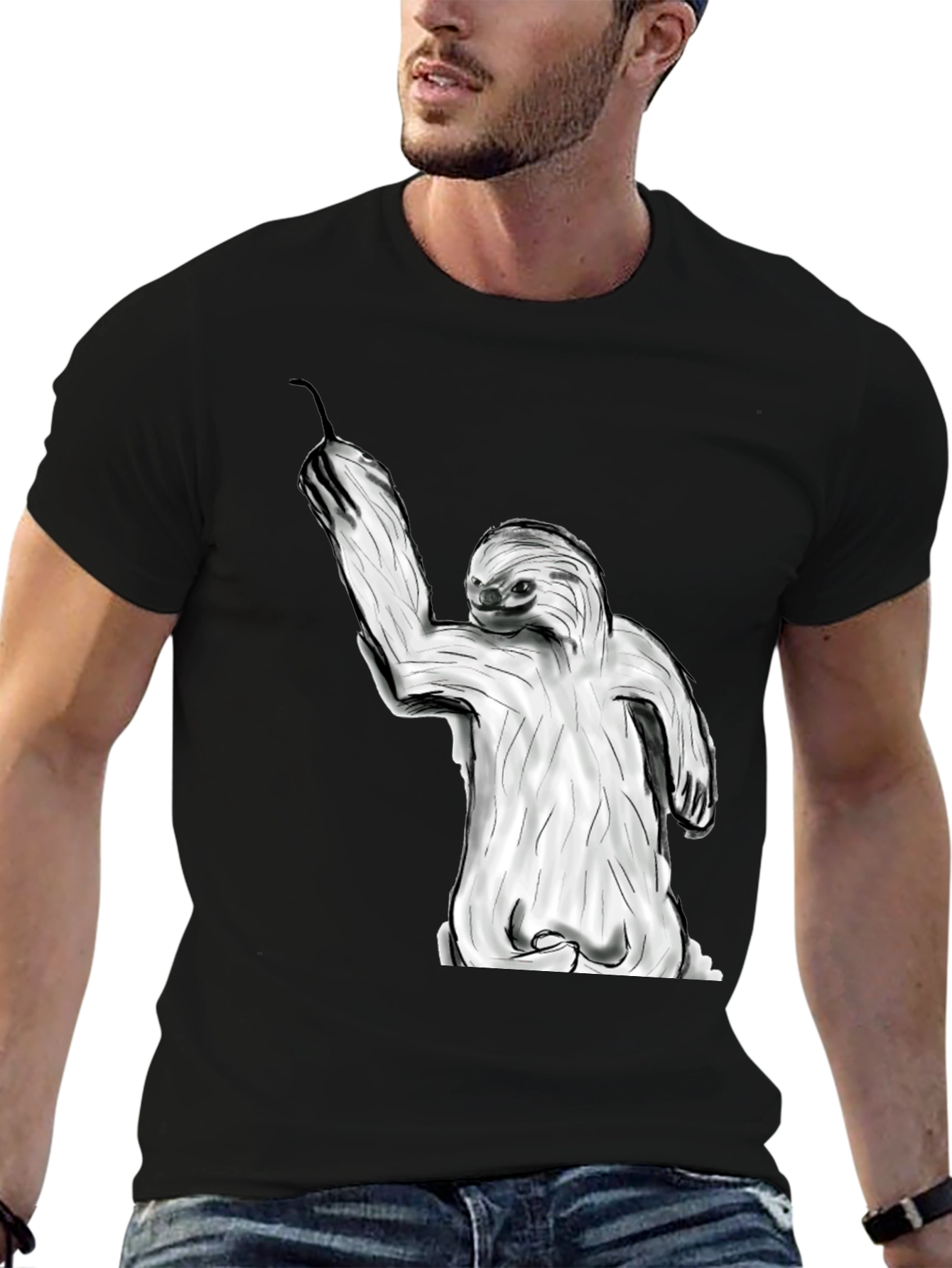 Black Sloth Graphic Tee - Relaxed Style view 6