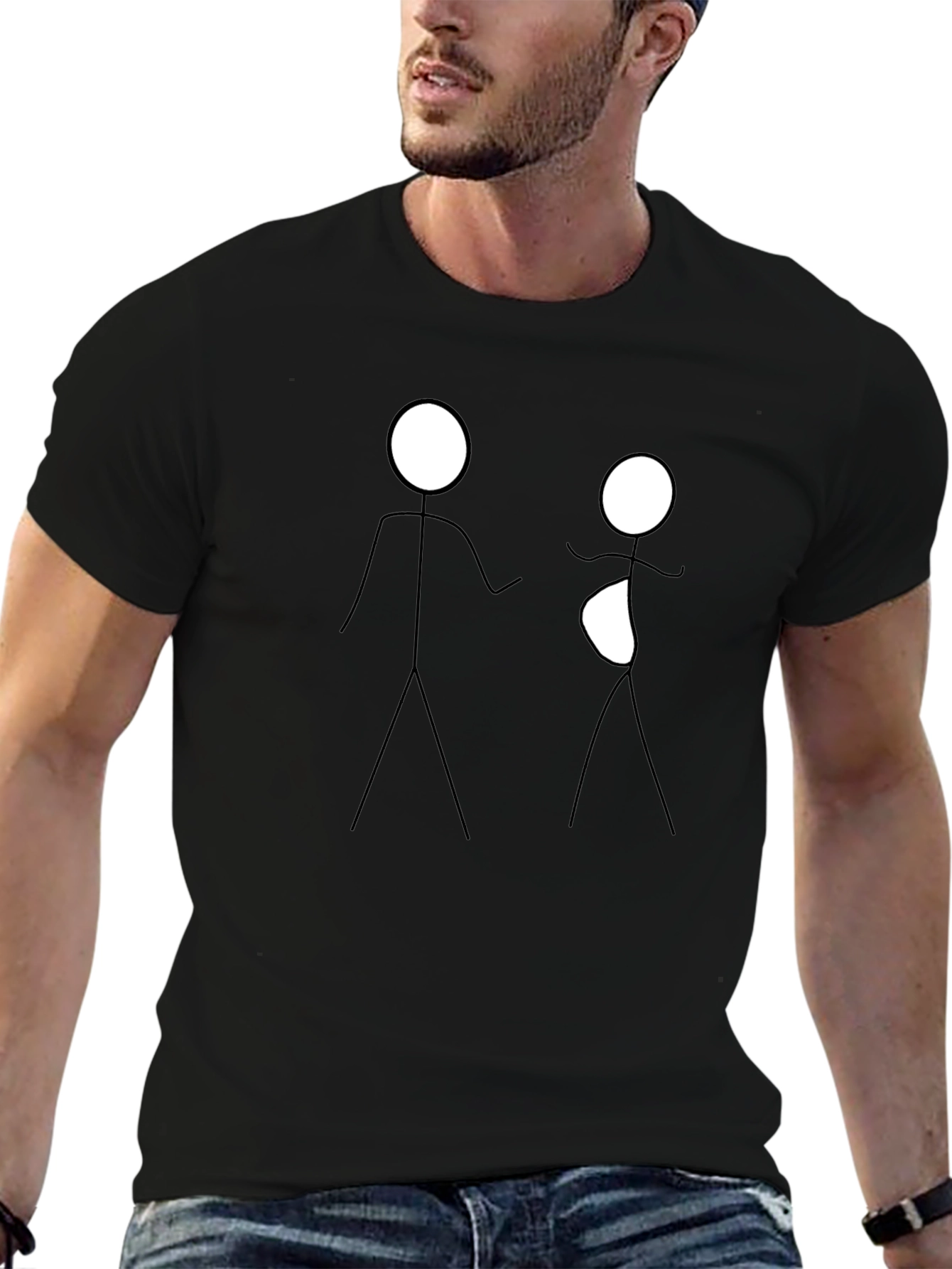 Black Stick Figure Pregnancy Announcement T-Shirt view 6