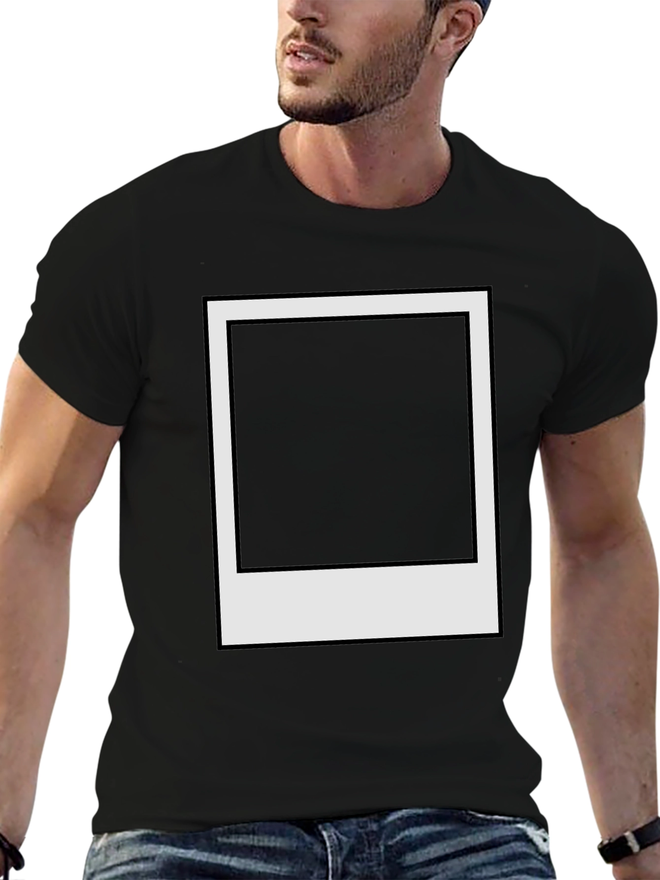 Black Retro Instant Photo Frame Black Tee view 6