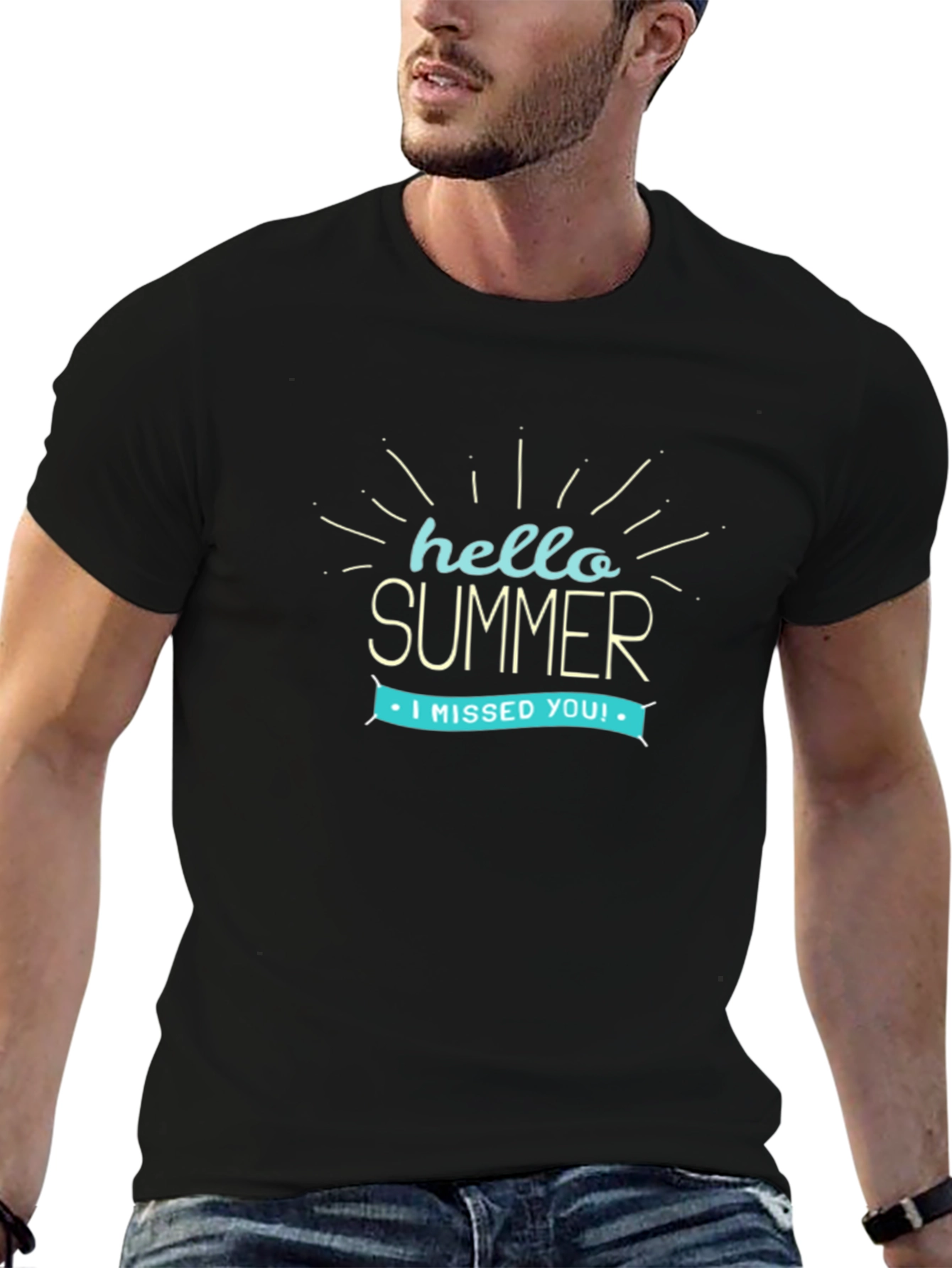 Black Hello Summer Graphic Tee - Black view 6