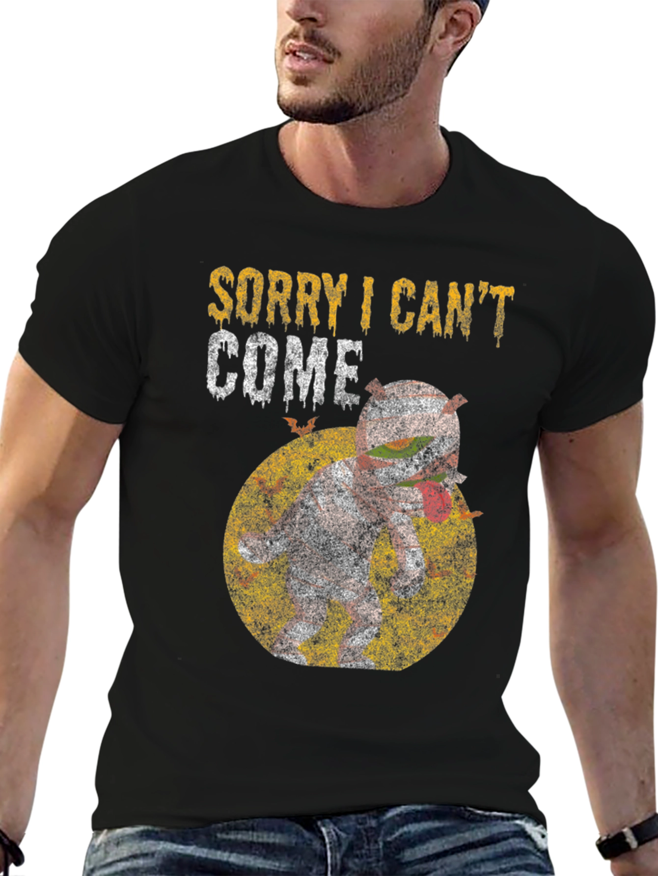 Black Sorry I Can't Come T-Shirt view 6