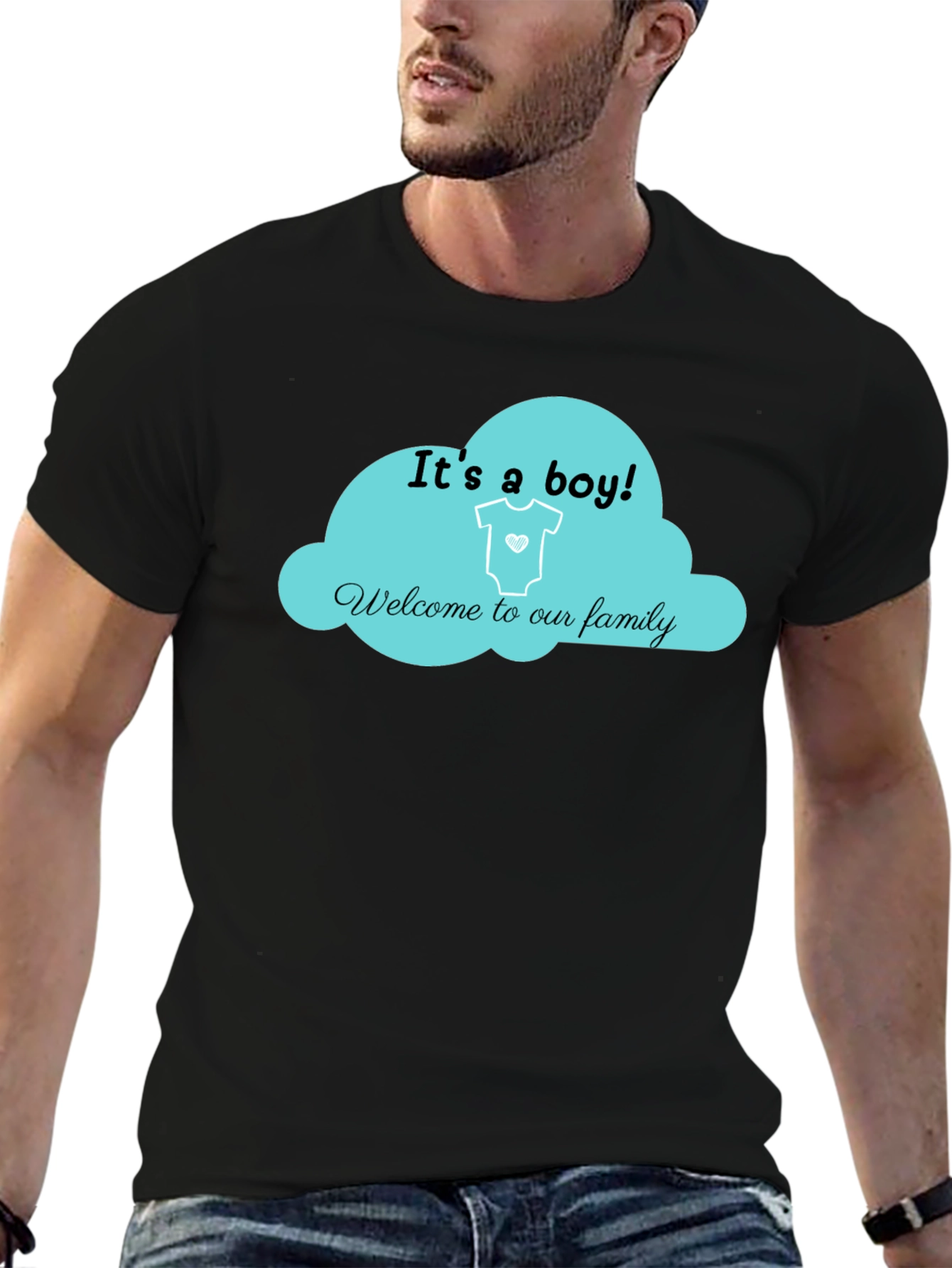 Black It's a Boy! T-Shirt - Baby Shower Gift view 6