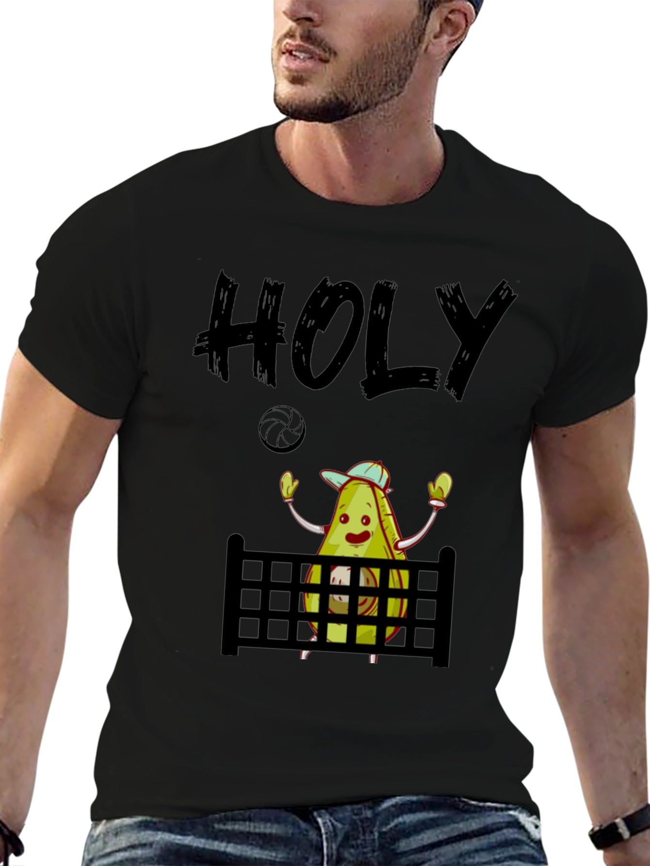 Black Holy Guacamole Volleyball T-Shirt view 6