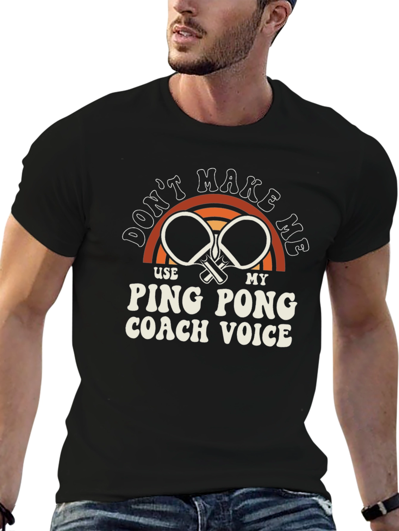 Black Ping Pong Coach T-Shirt - Funny Table Tennis Tee view 6