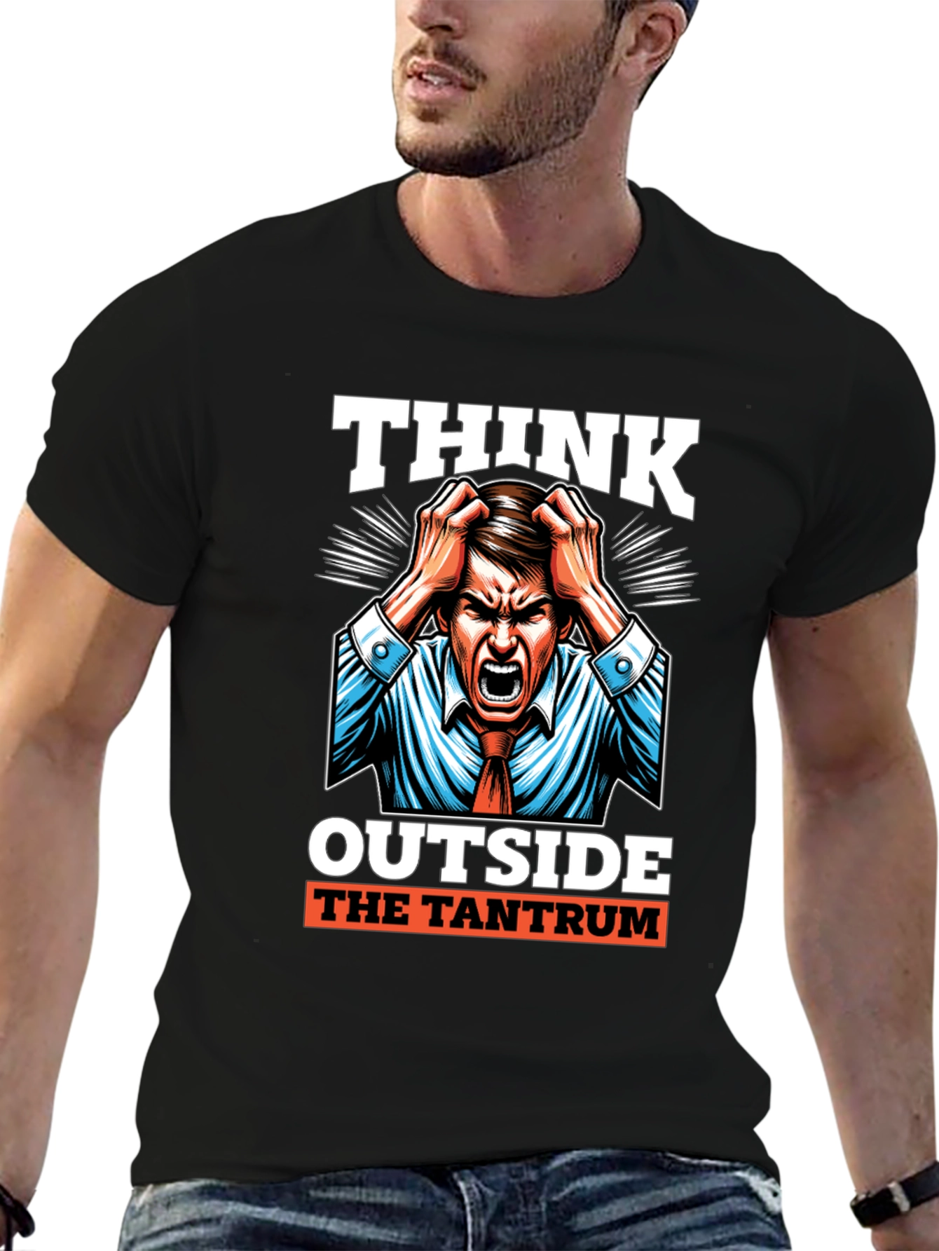 Black Think Outside the Tantrum Graphic Tee view 6