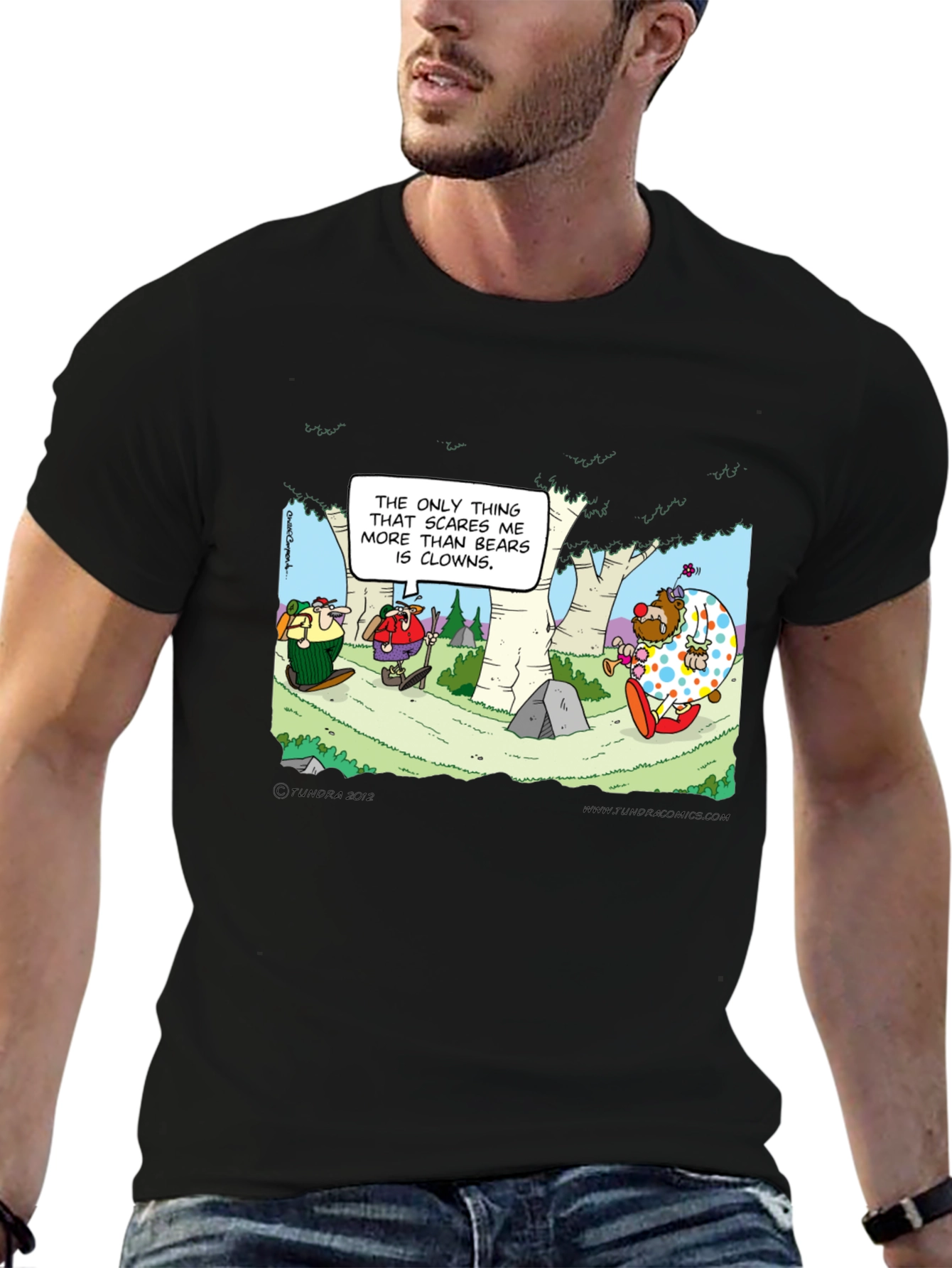 Black Clowns vs Bears T-Shirt: Cartoon Humor Tee view 6