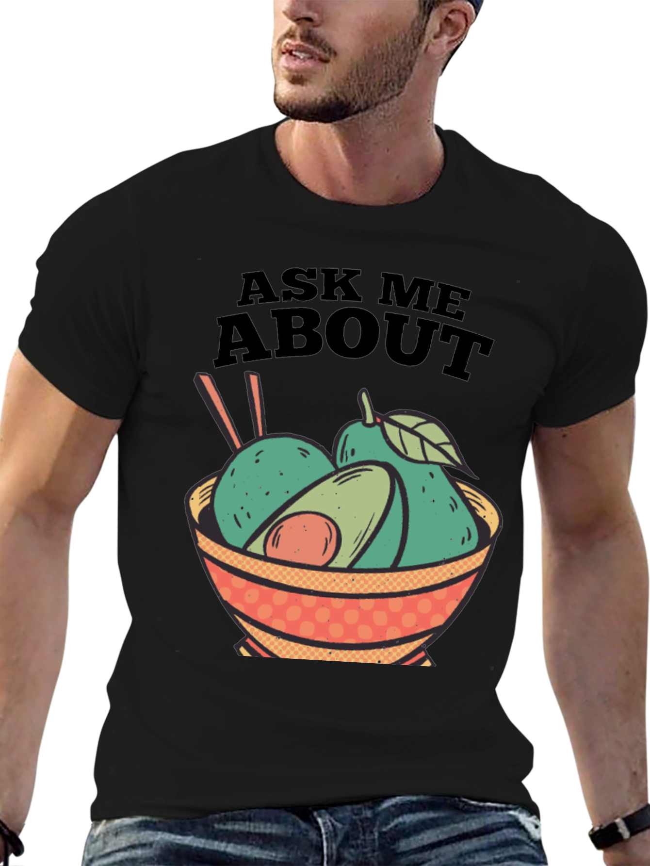 Black Avocado Bowl Graphic Tee - Ask Me About Avocados! view 6