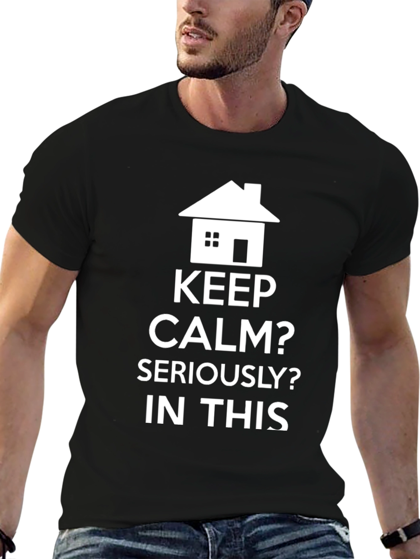 Black Keep Calm? T-Shirt - Funny Real Estate Tee view 6