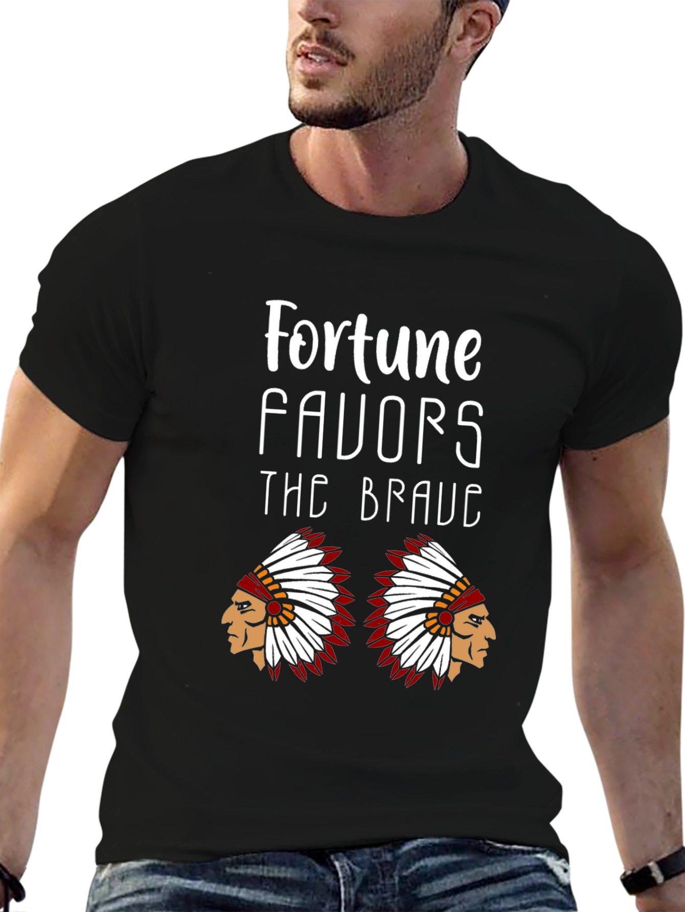 Black Fortune Favors the Brave Graphic Tee view 6