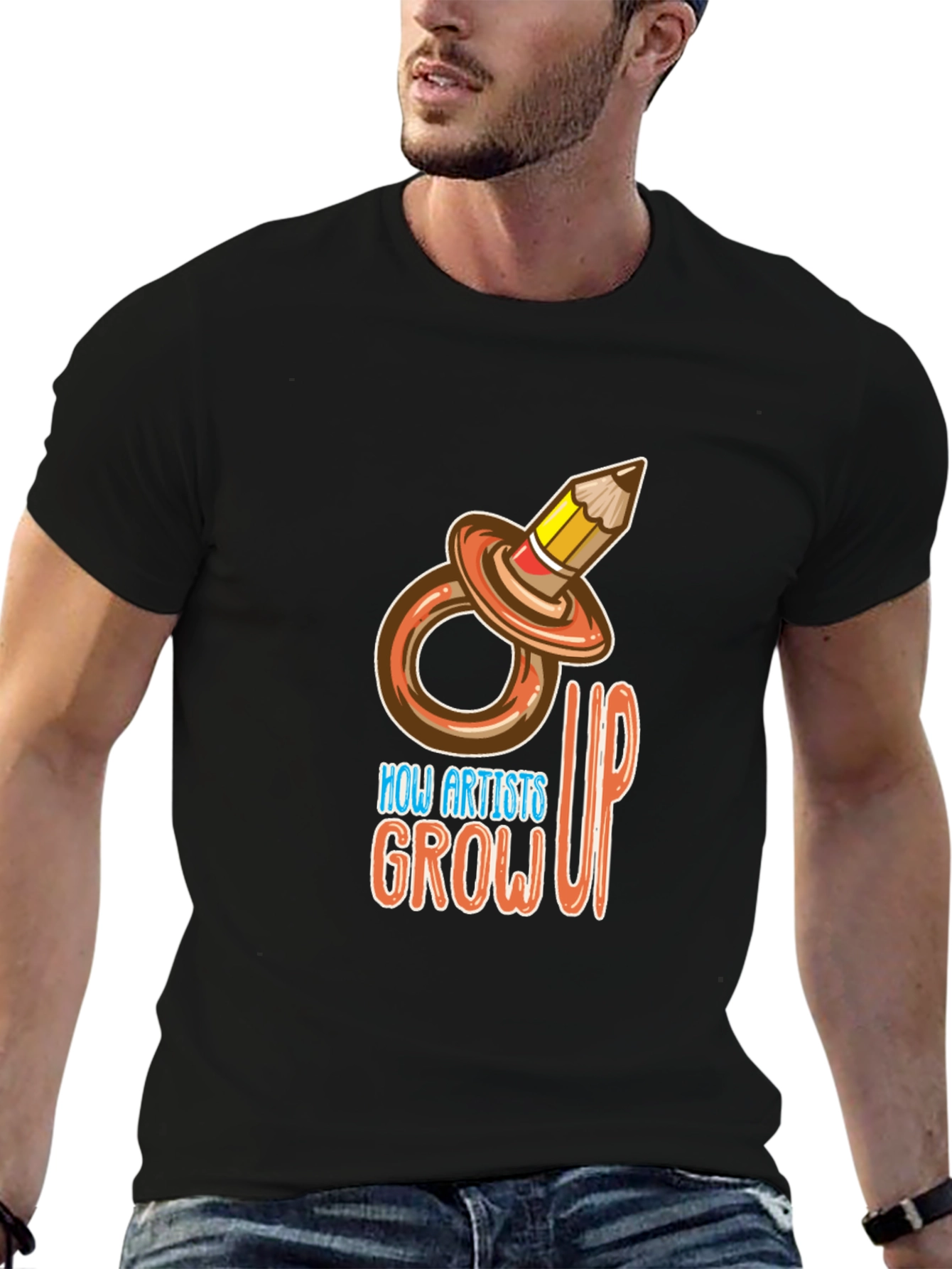 Black How Artists Grow Up T-Shirt view 6