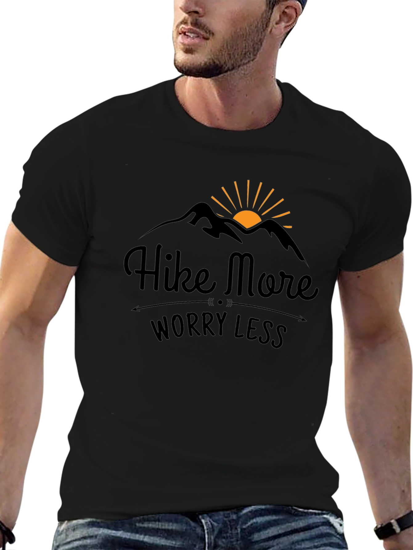 Black Hike More Worry Less Black Graphic Tee view 6
