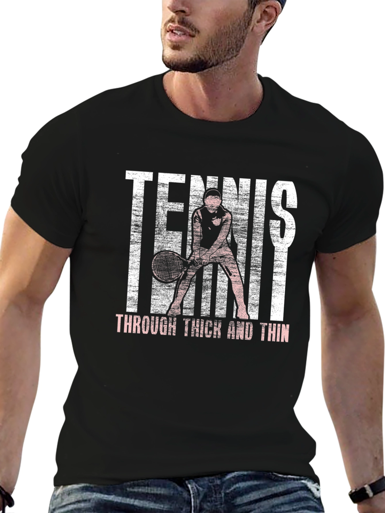 Black Tennis Through Thick and Thin Graphic Tee view 6