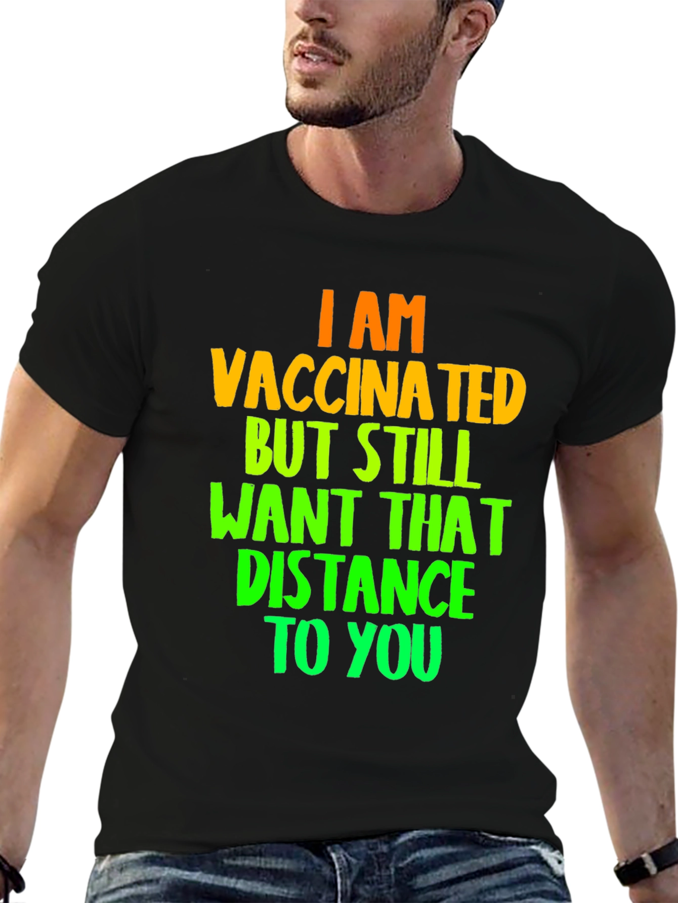 Black Vaccinated Distance T-Shirt view 6